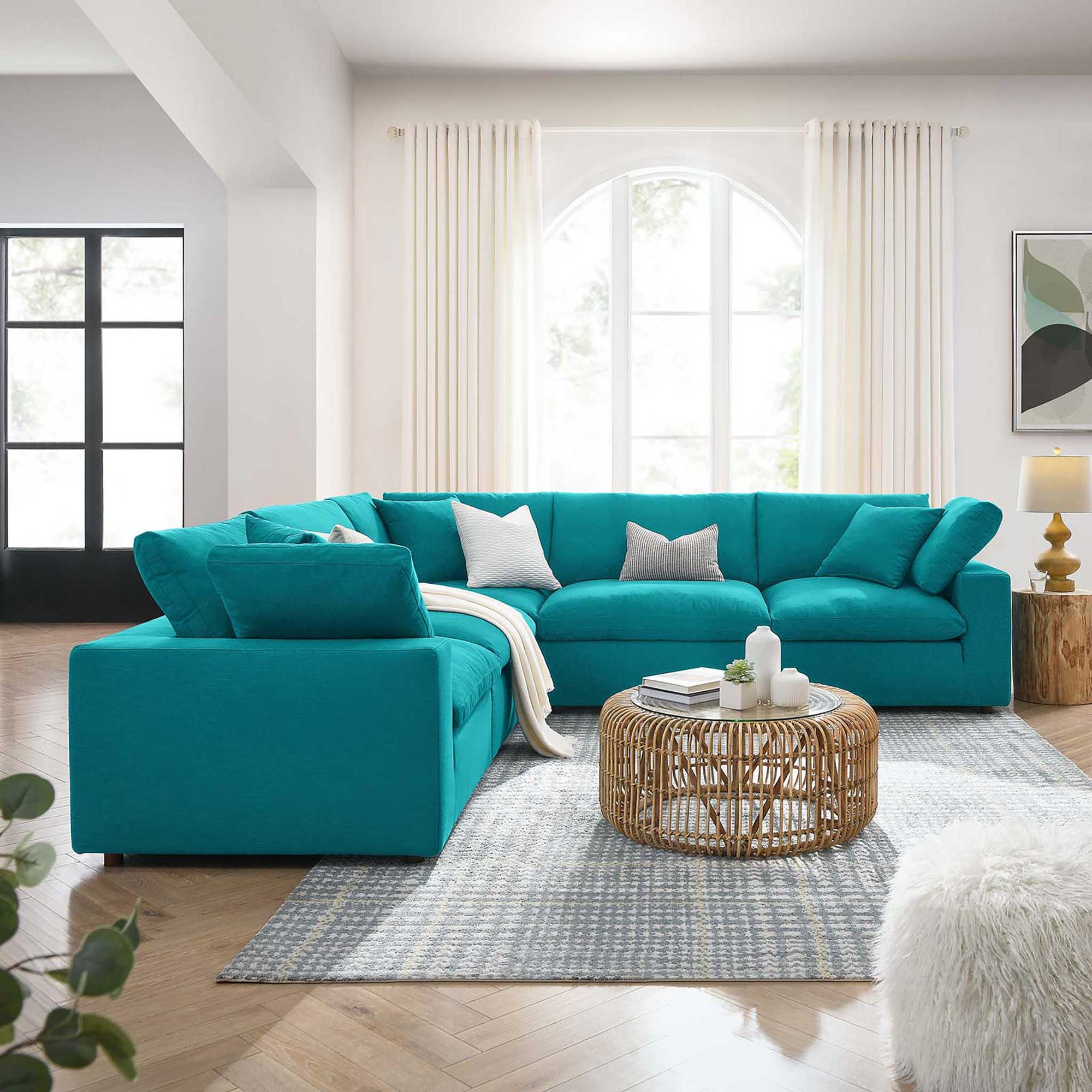 Carmen 5 Piece Modular Sectional Sofa Teal