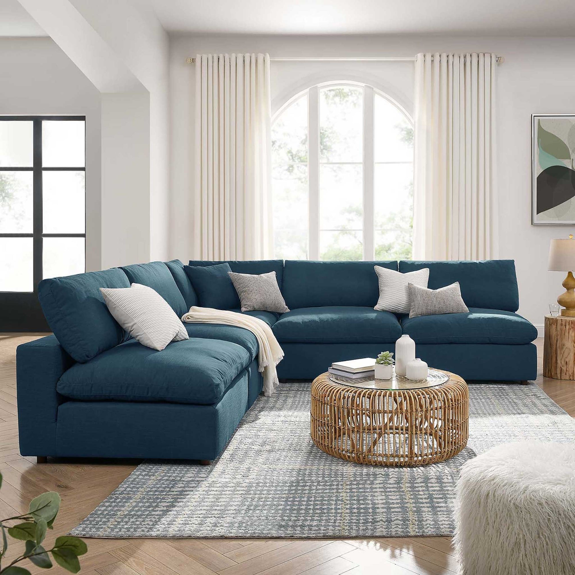 Carmen 5 Piece Armless Modular Sofa Azure