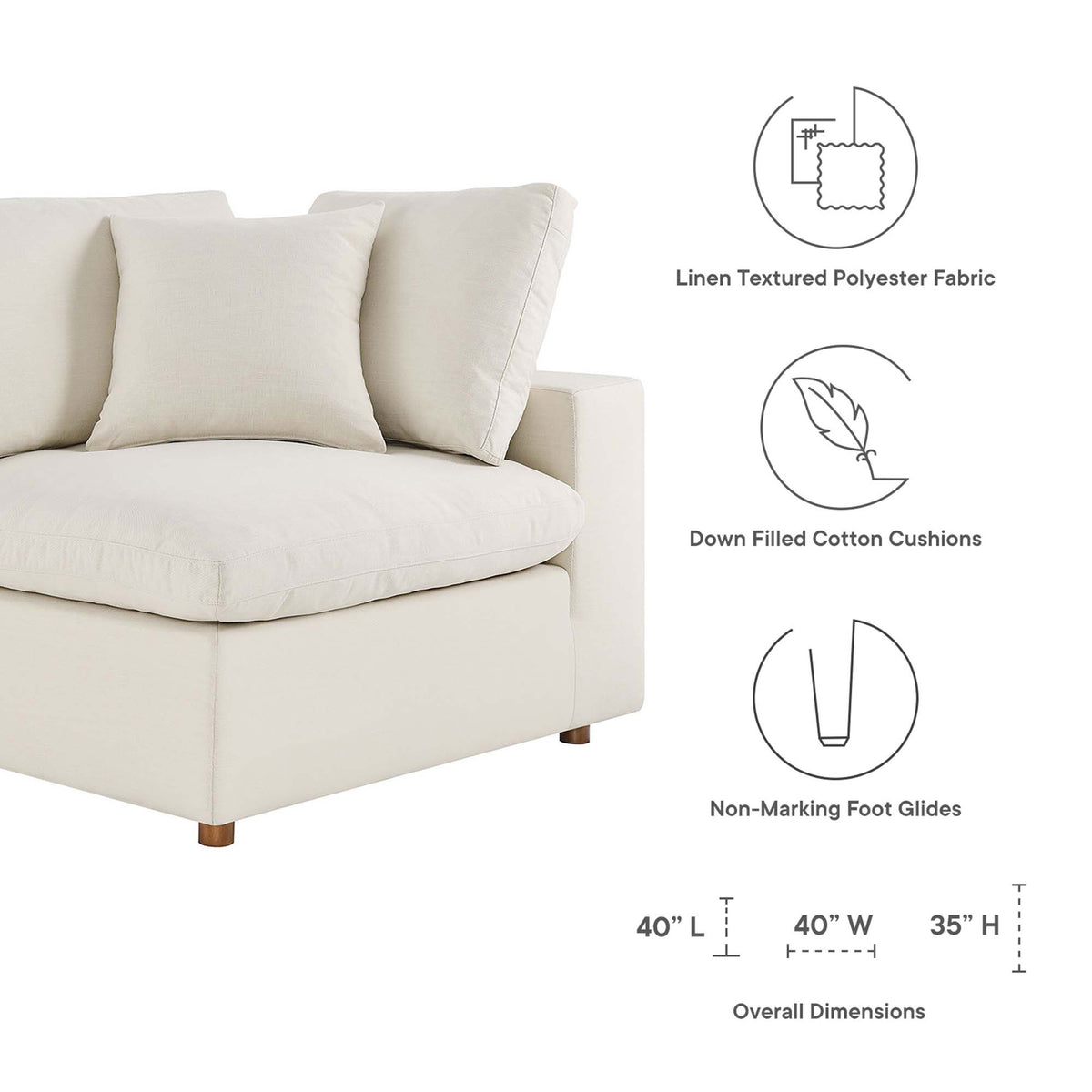 Comino 5 Piece Armless Modular Sofa Light Beige