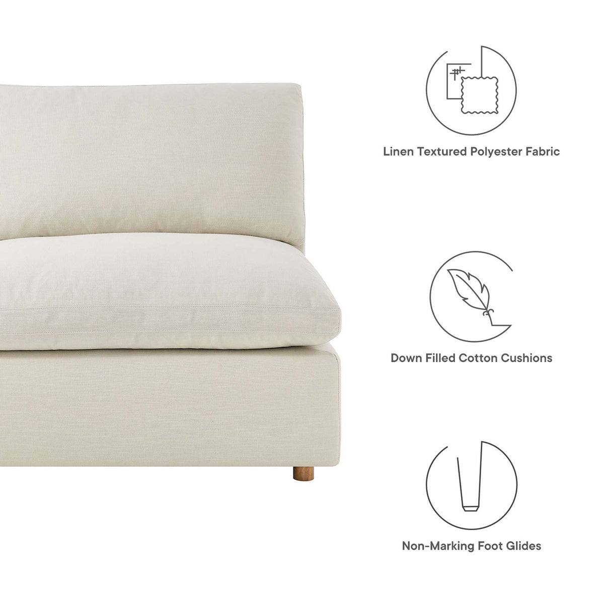 Comino 5 Piece Armless Modular Sofa Light Beige