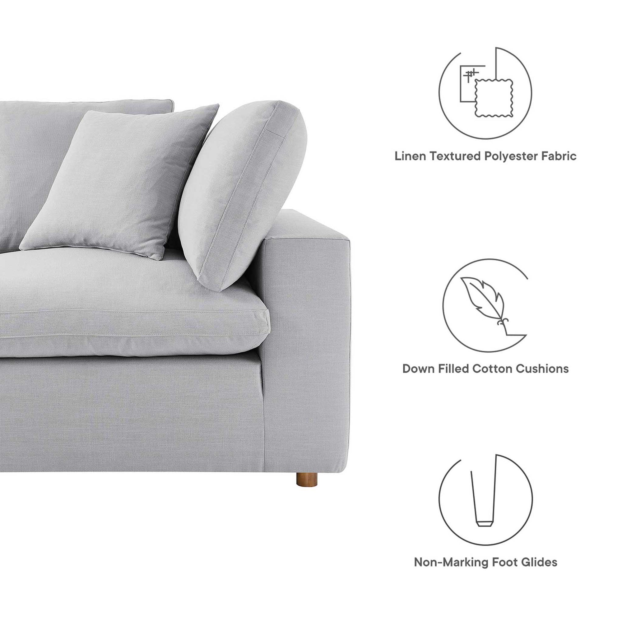 Carmen 5 Piece Armless Modular Sofa Light Gray