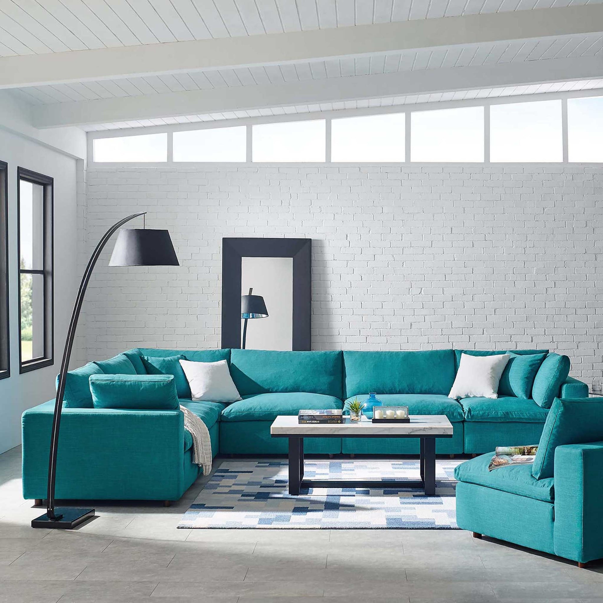 Carmen 6 Piece Modular Sectional Sofa Teal