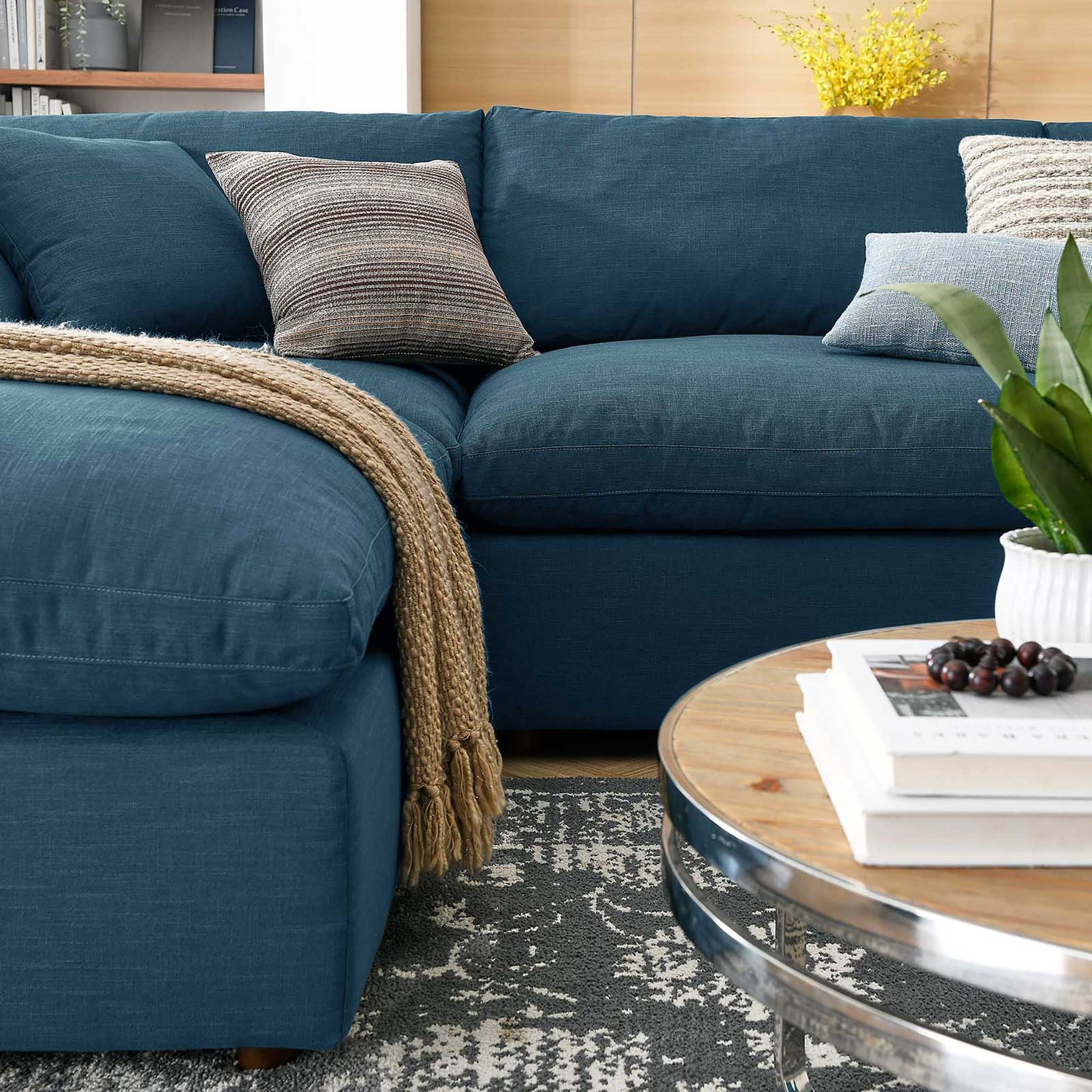 Carmen 6 Piece Modular Sofa with Ottomans Azure