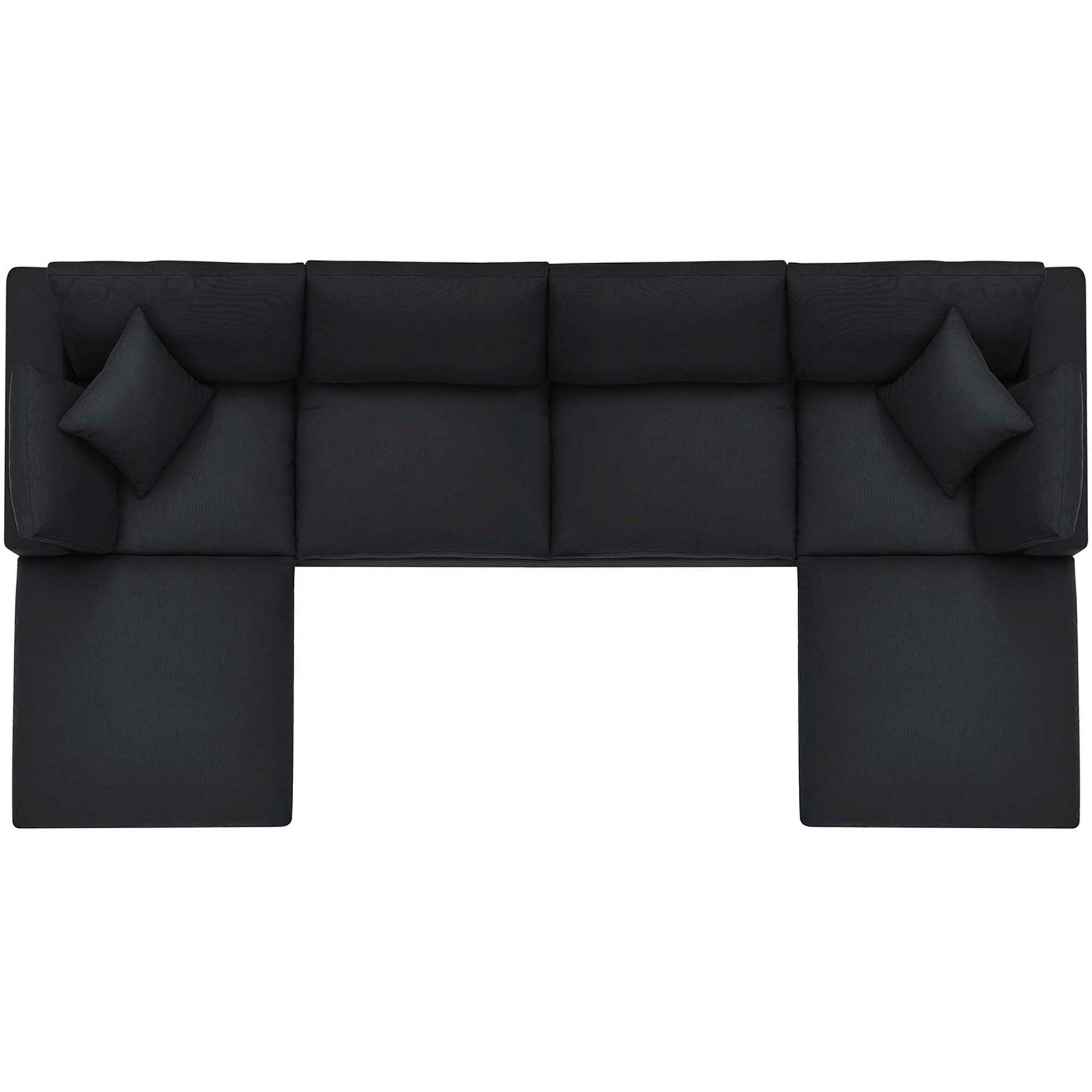 Carmen 6 Piece Modular Sofa with Ottomans Black