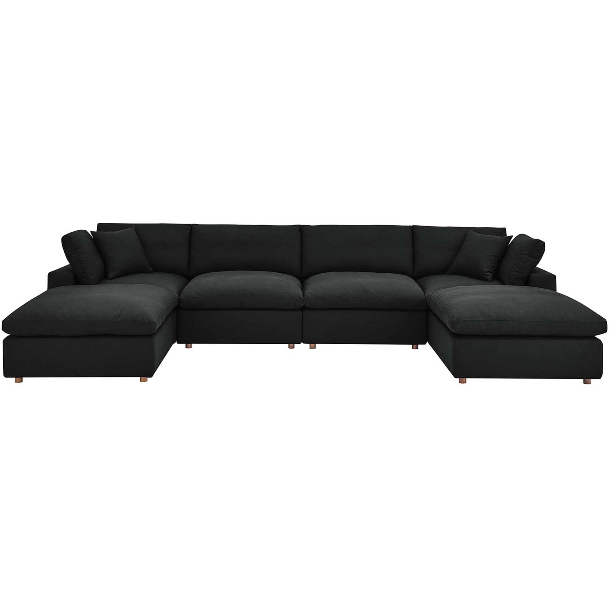 Carmen 6 Piece Modular Sofa with Ottomans Black