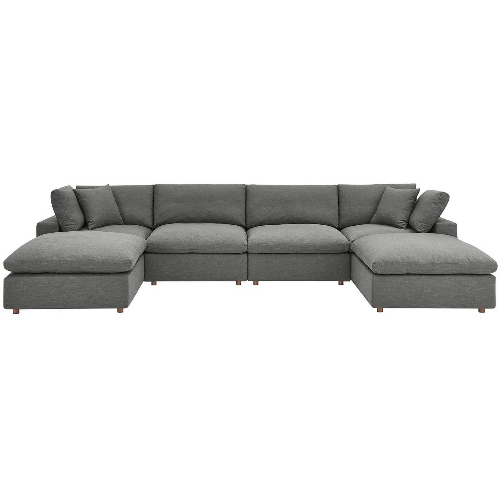 Carmen 6 Piece Modular Sofa with Ottomans Gray