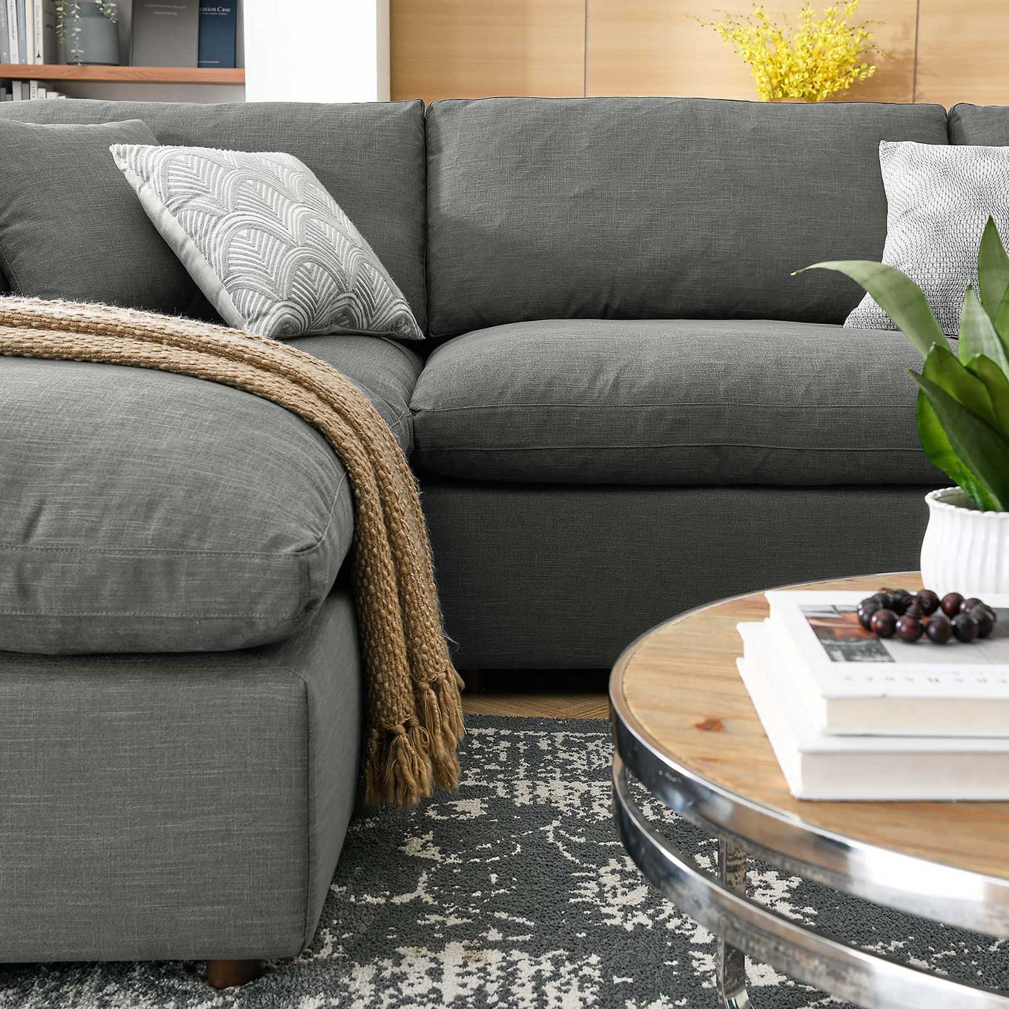 Carmen 6 Piece Modular Sofa with Ottomans Gray