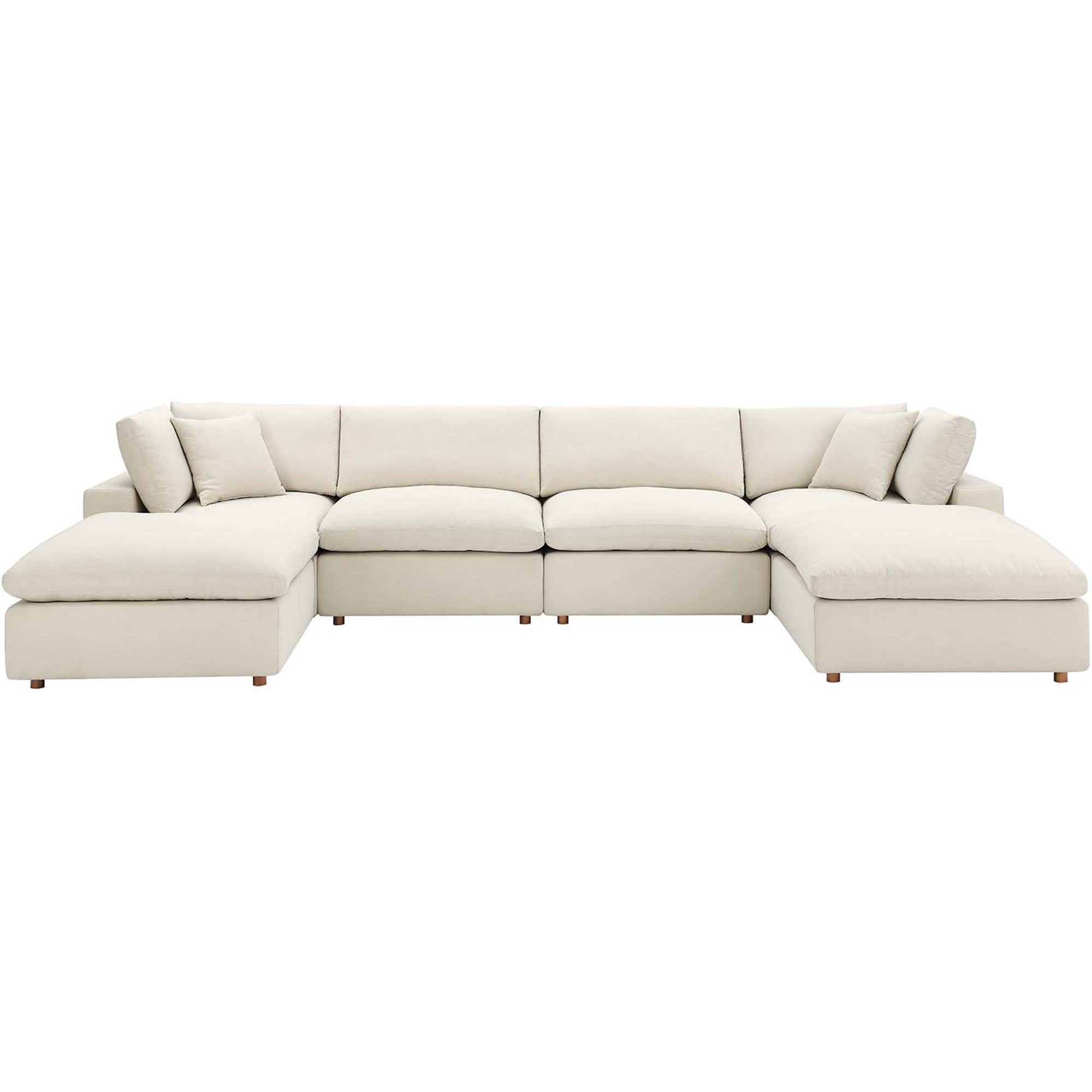 Carmen 6 Piece Modular Sofa with Ottomans Light Beige