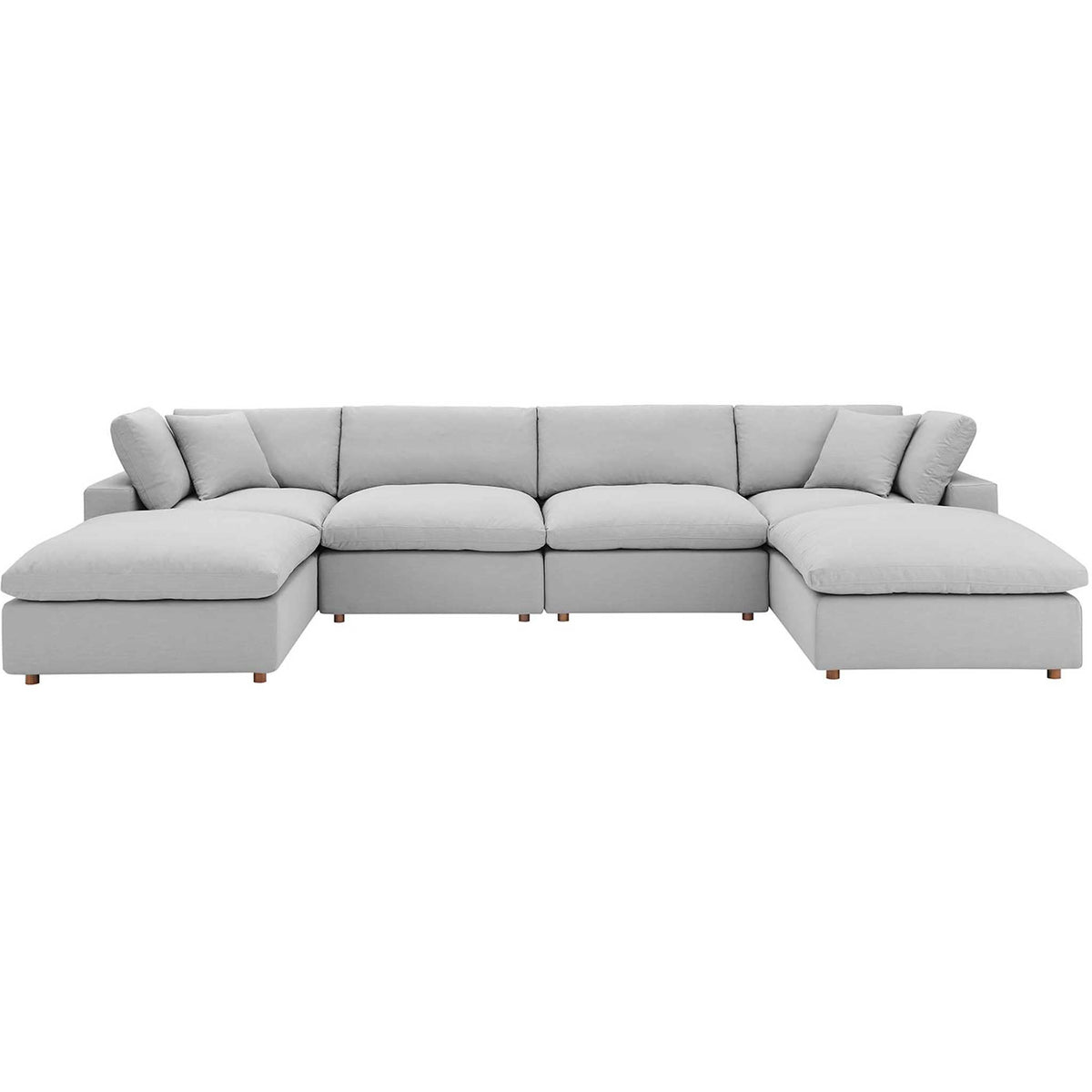 Carmen 6 Piece Modular Sofa with Ottomans Light Gray