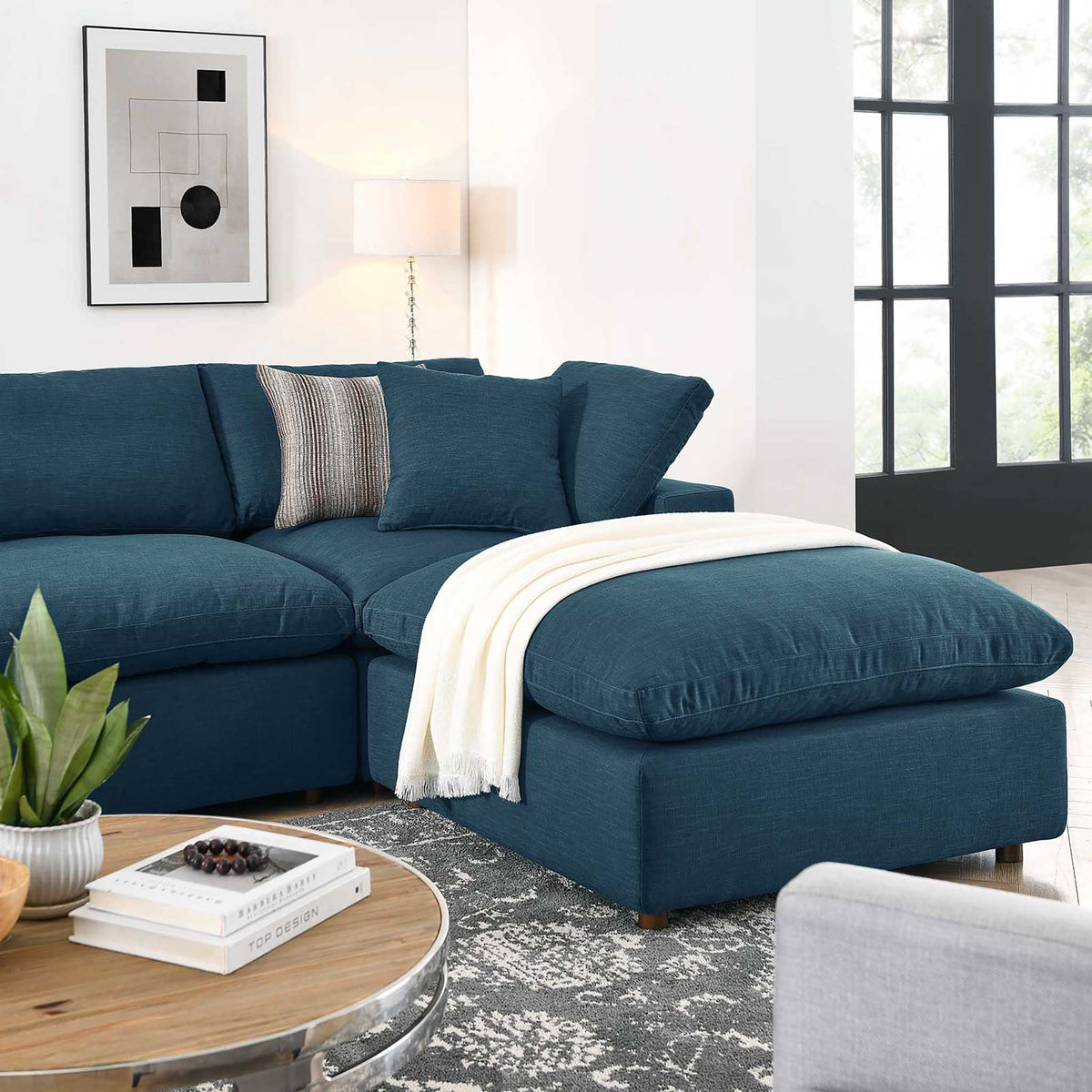Carmen 7 Piece Modular Sofa with Ottoman Azure