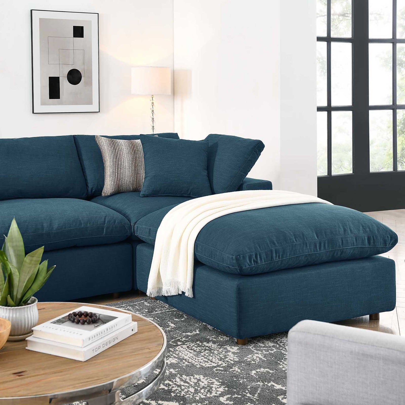 Carmen 7 Piece Modular Sofa with Ottoman Azure