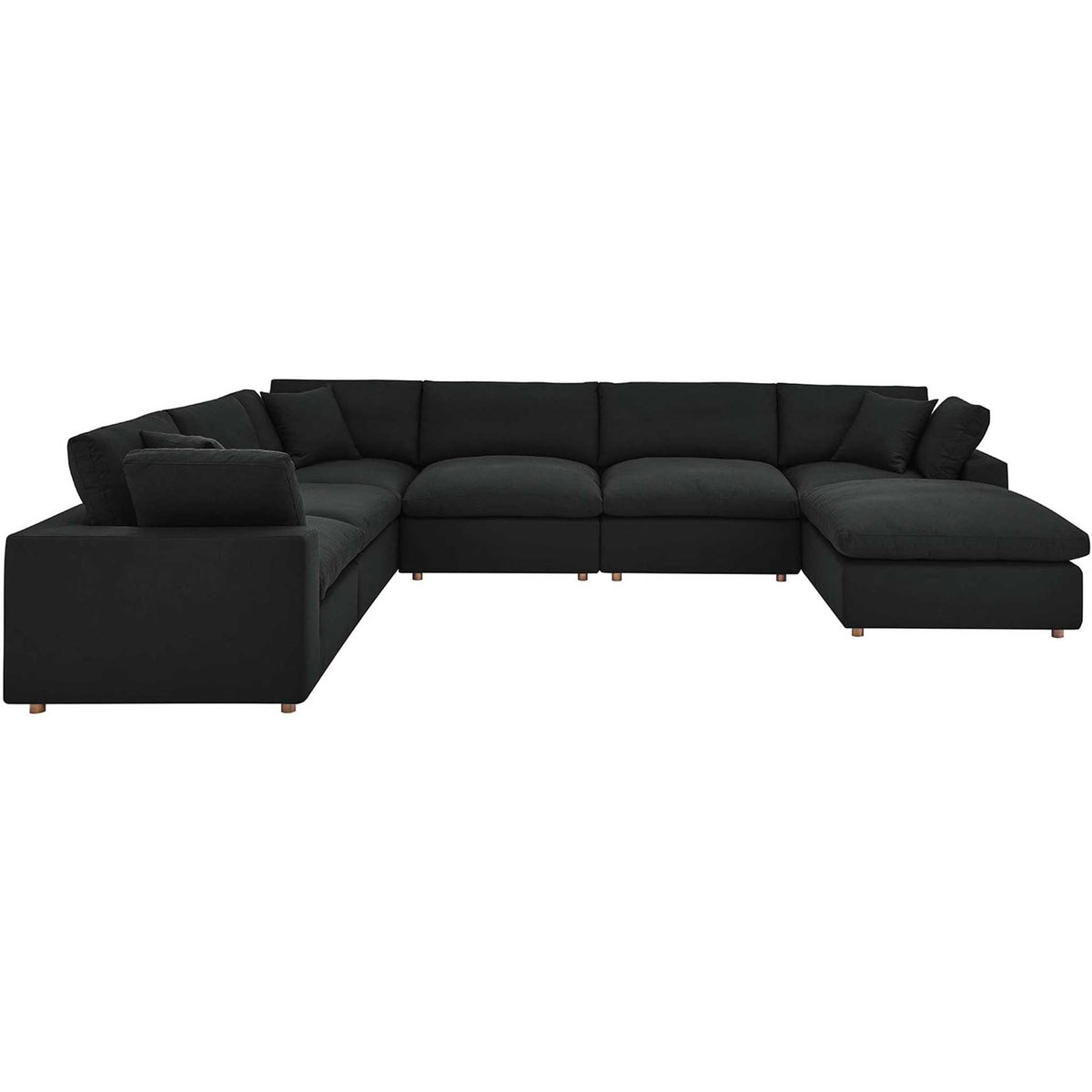 Carmen 7 Piece Modular Sofa with Ottoman Black