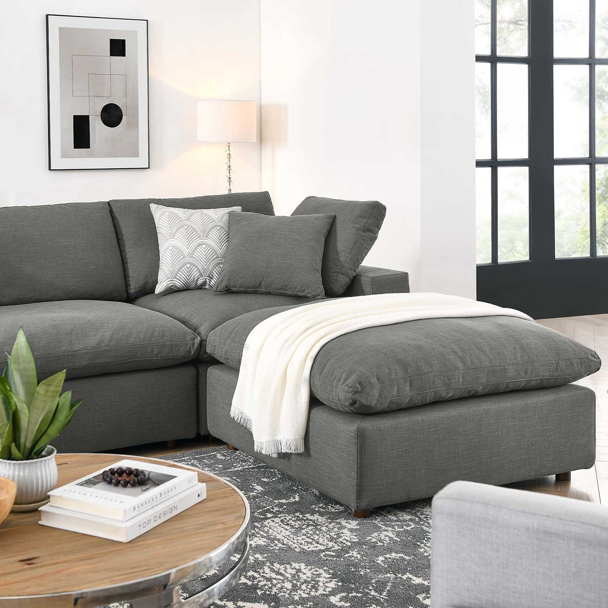 Carmen 7 Piece Modular Sofa with Ottoman Gray