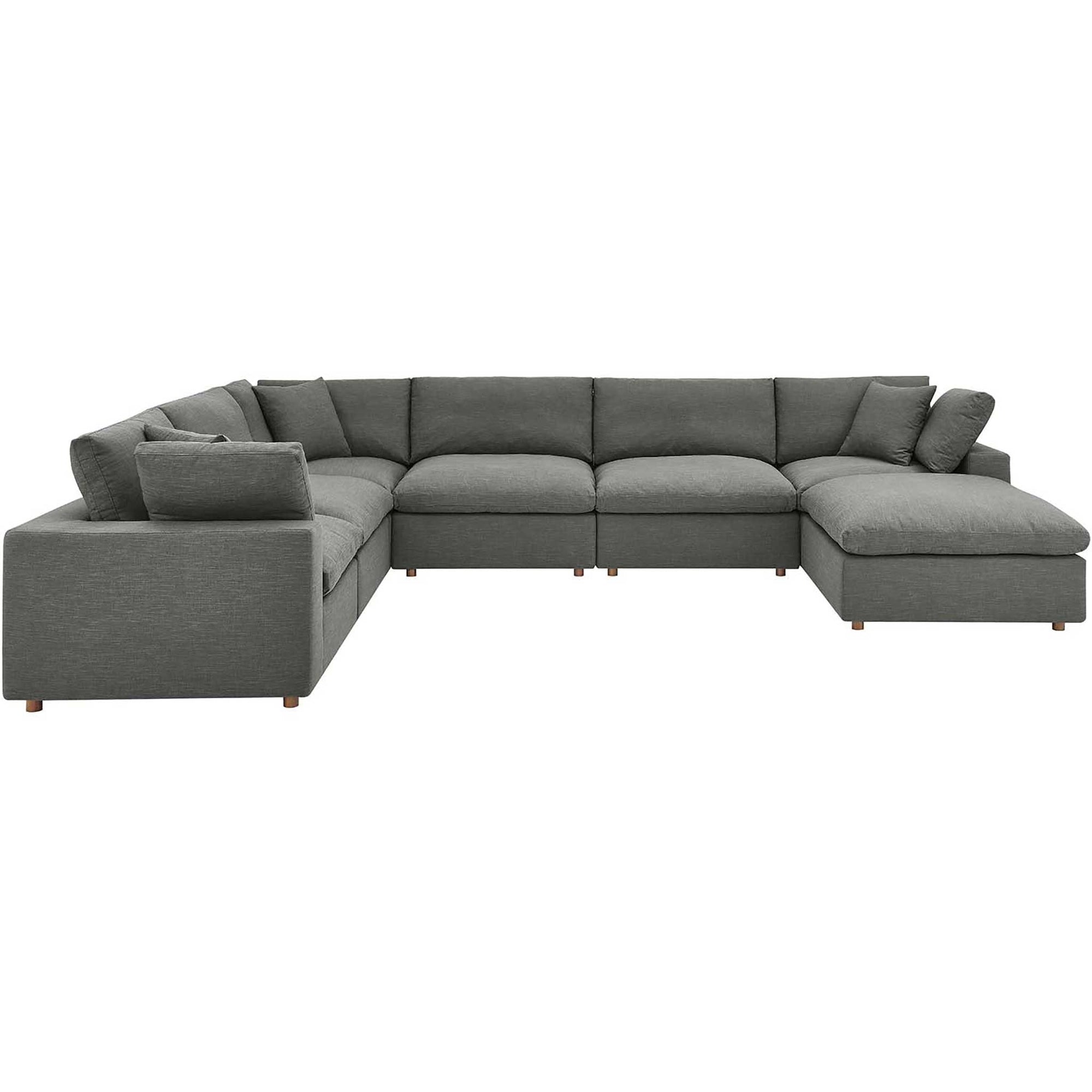 Carmen 7 Piece Modular Sofa with Ottoman Gray