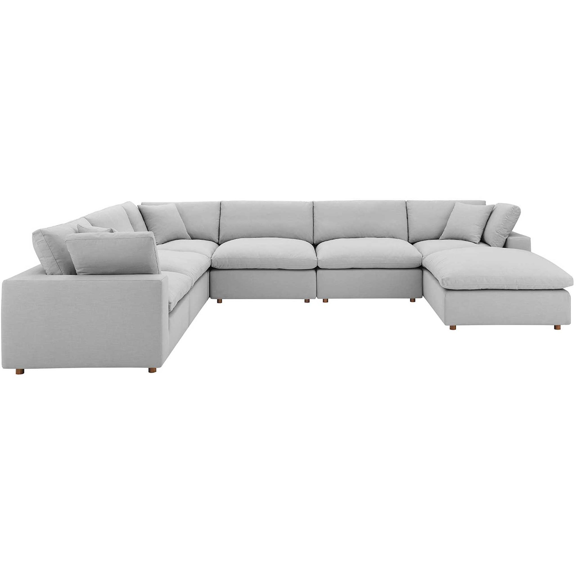 Carmen 7 Piece Modular Sofa with Ottoman Light Gray