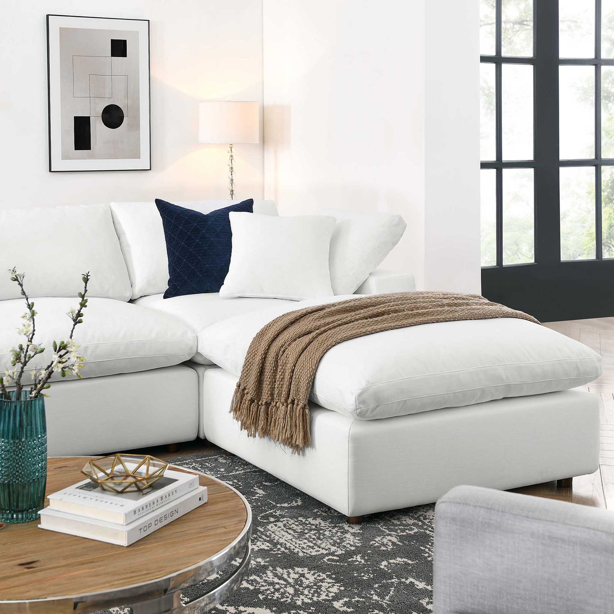 Carmen 7 Piece Modular Sofa with Ottoman Pure White