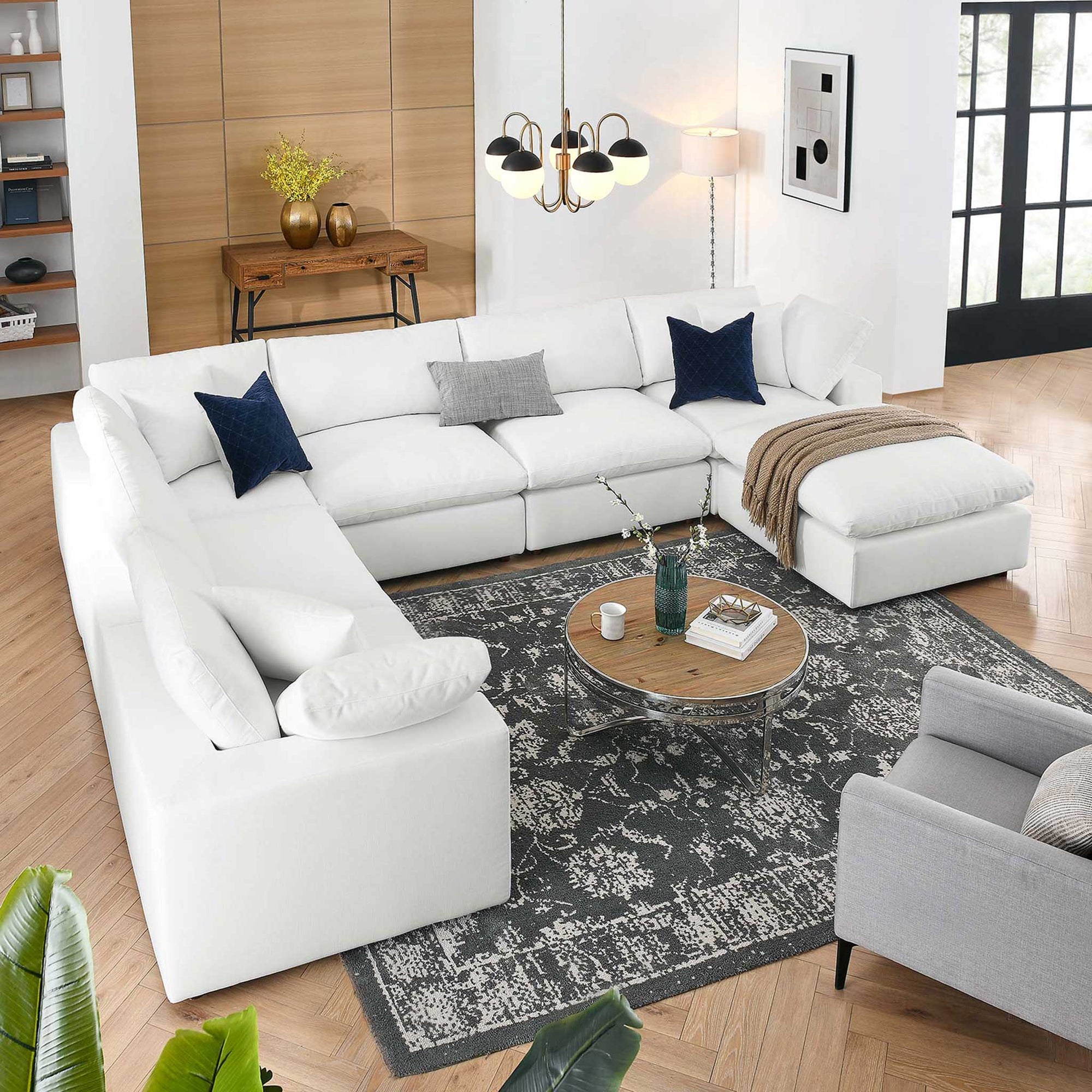 Carmen 7 Piece Modular Sofa with Ottoman Pure White