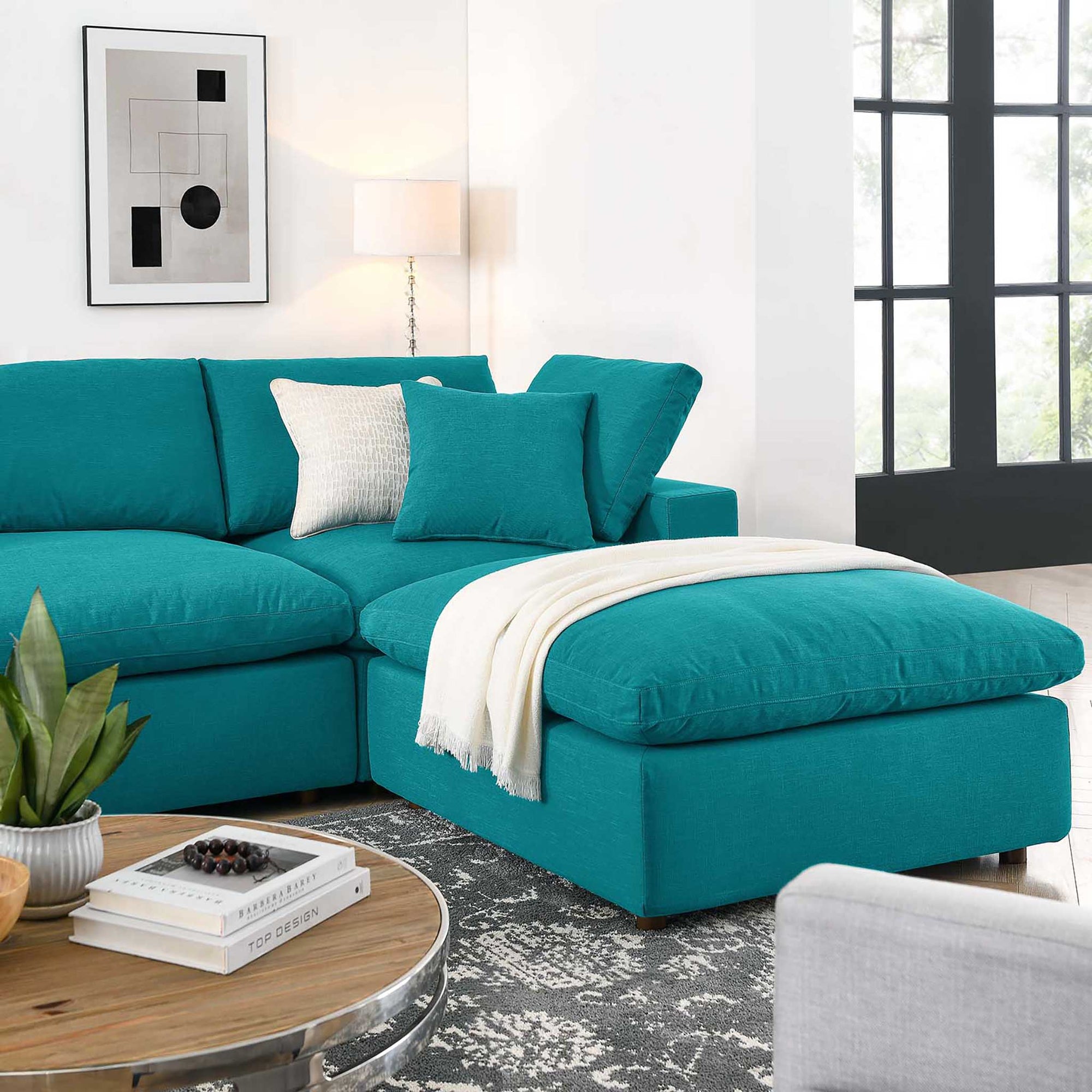 Carmen 7 Piece Modular Sofa with Ottoman Teal