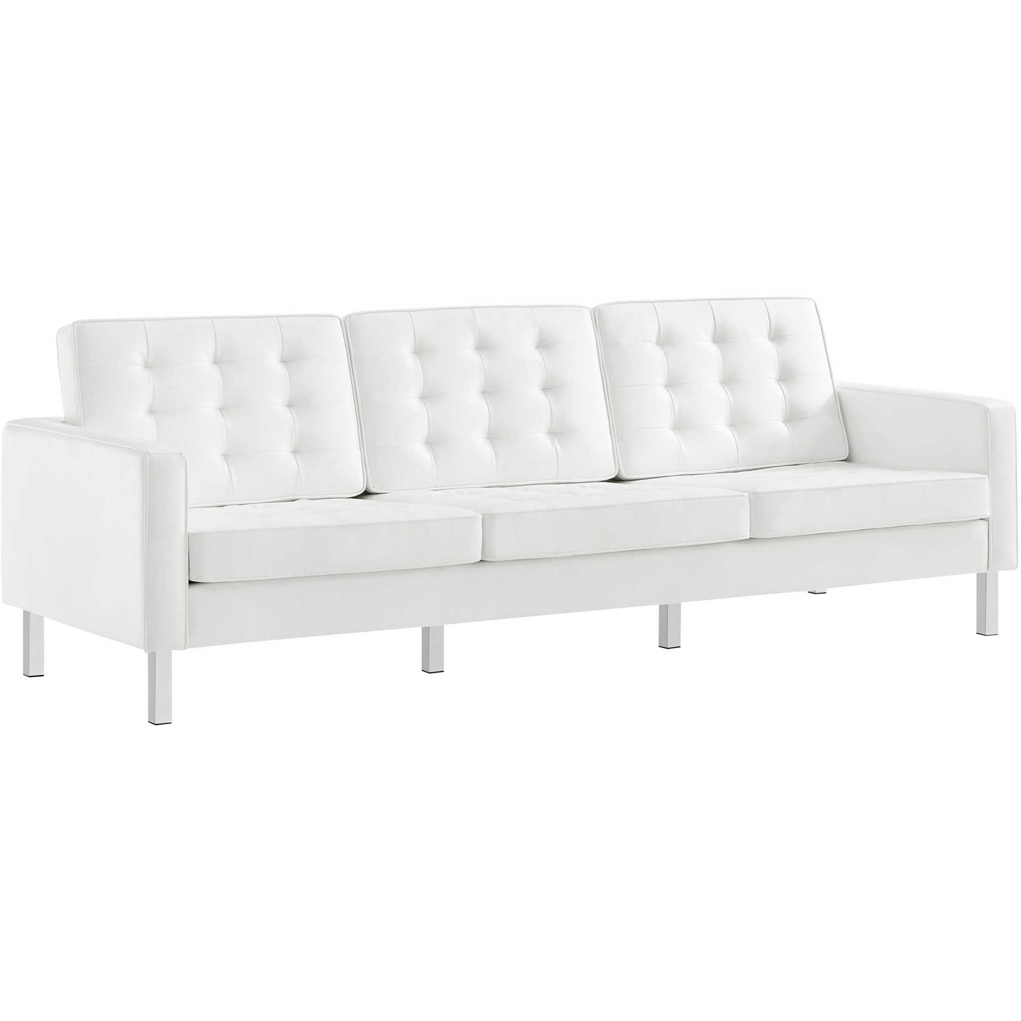 Lyte Leather Sofa Silver/White