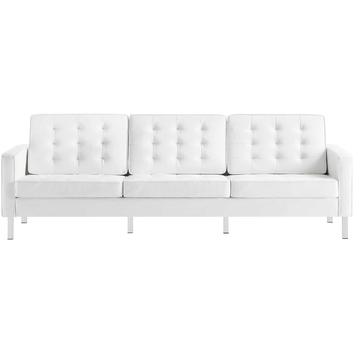 Lyte Leather Sofa Silver/White