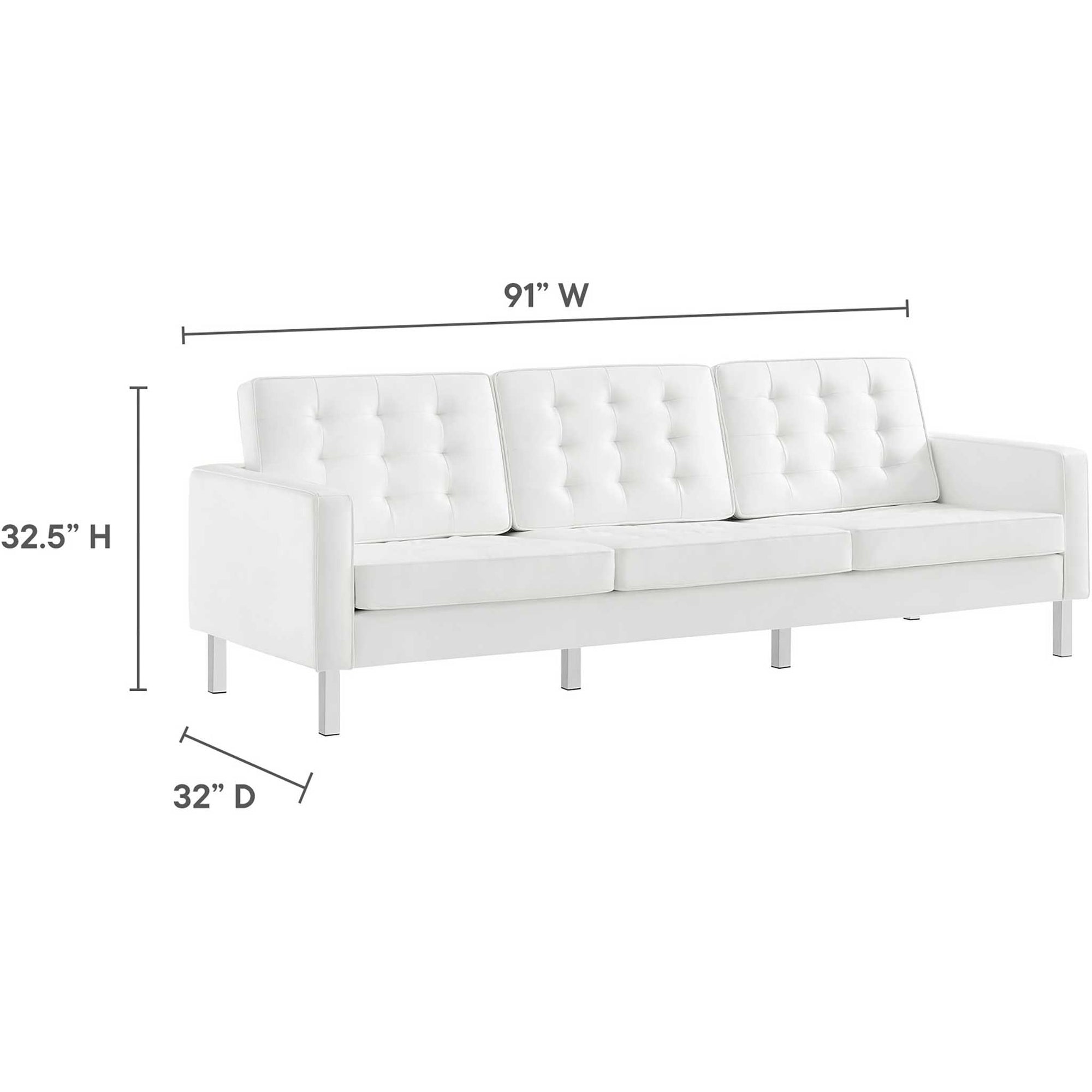 Lyte Leather Sofa Silver/White