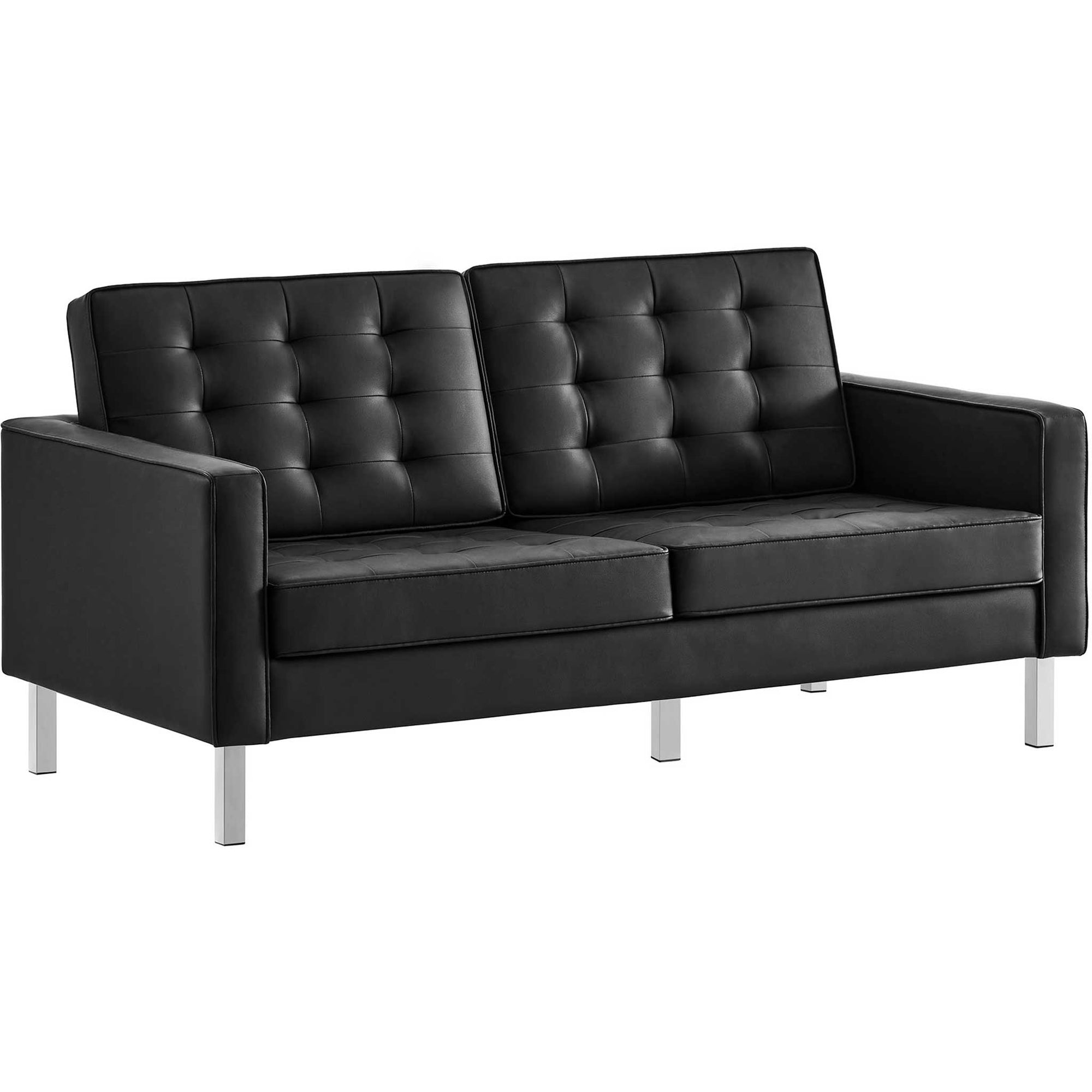 Lyte Leather Loveseat Silver/Black