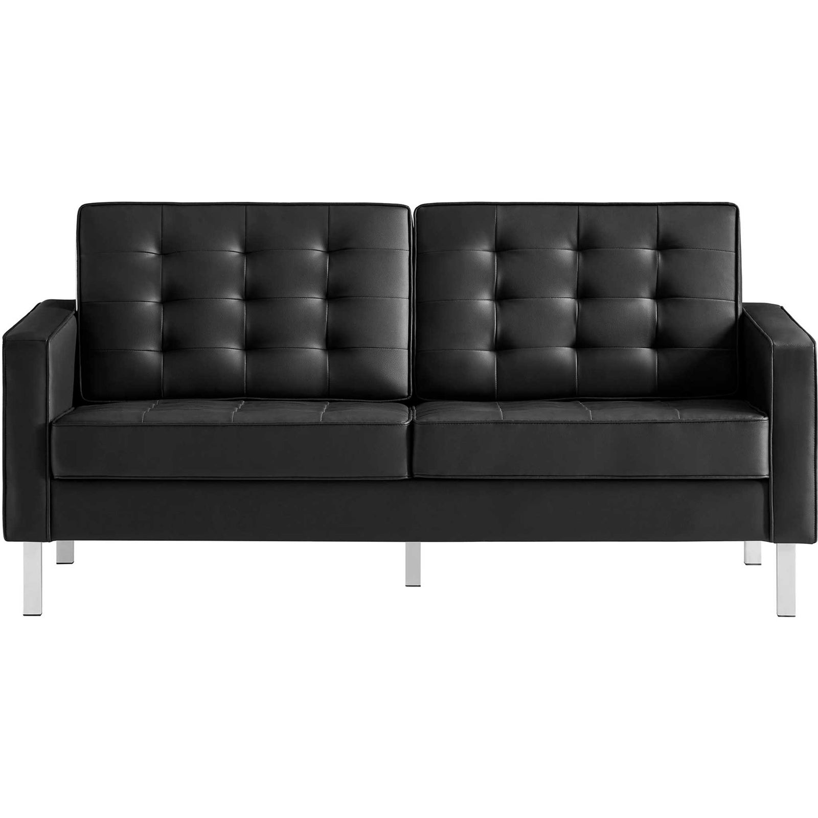 Lyte Leather Loveseat Silver/Black