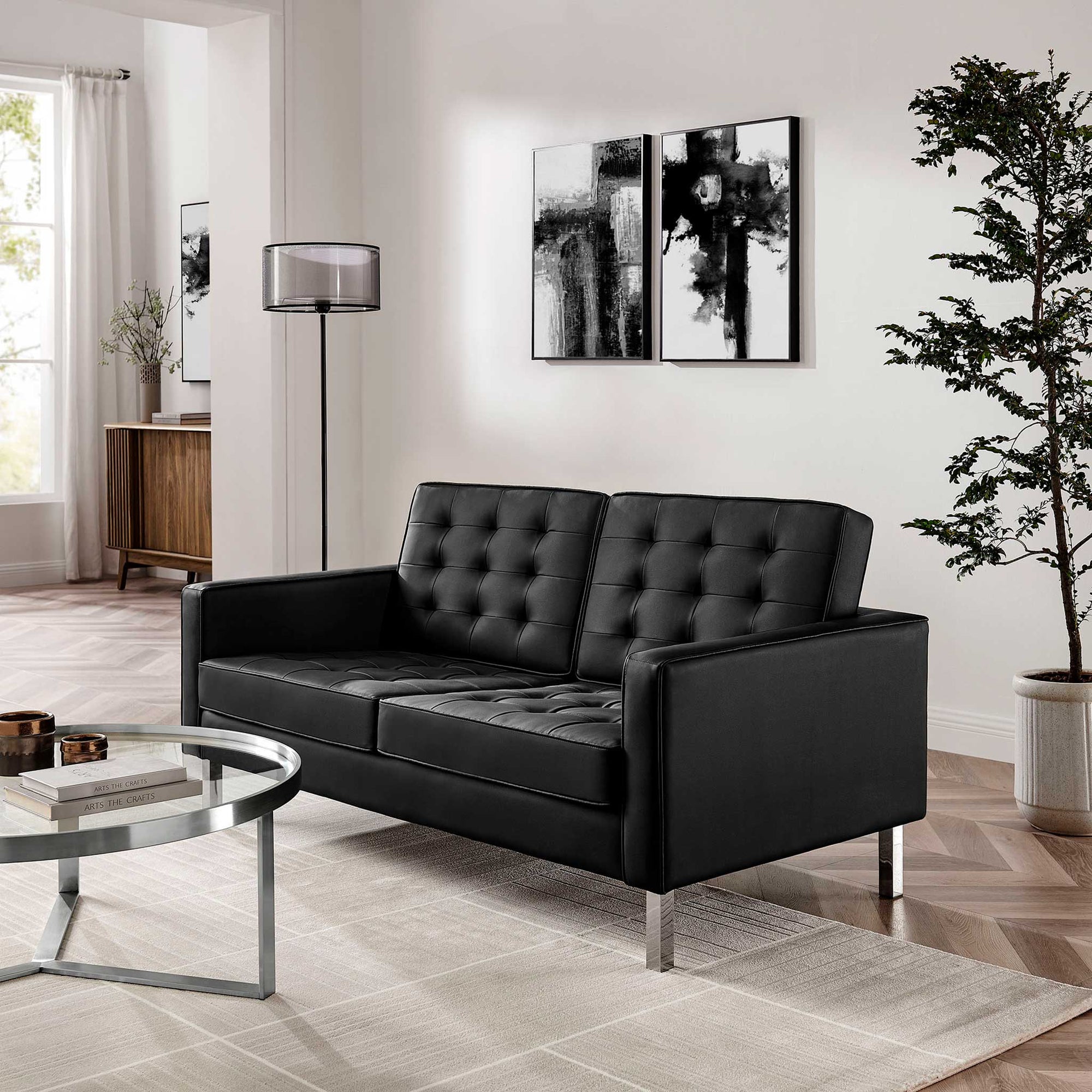 Lyte Leather Loveseat Silver/Black