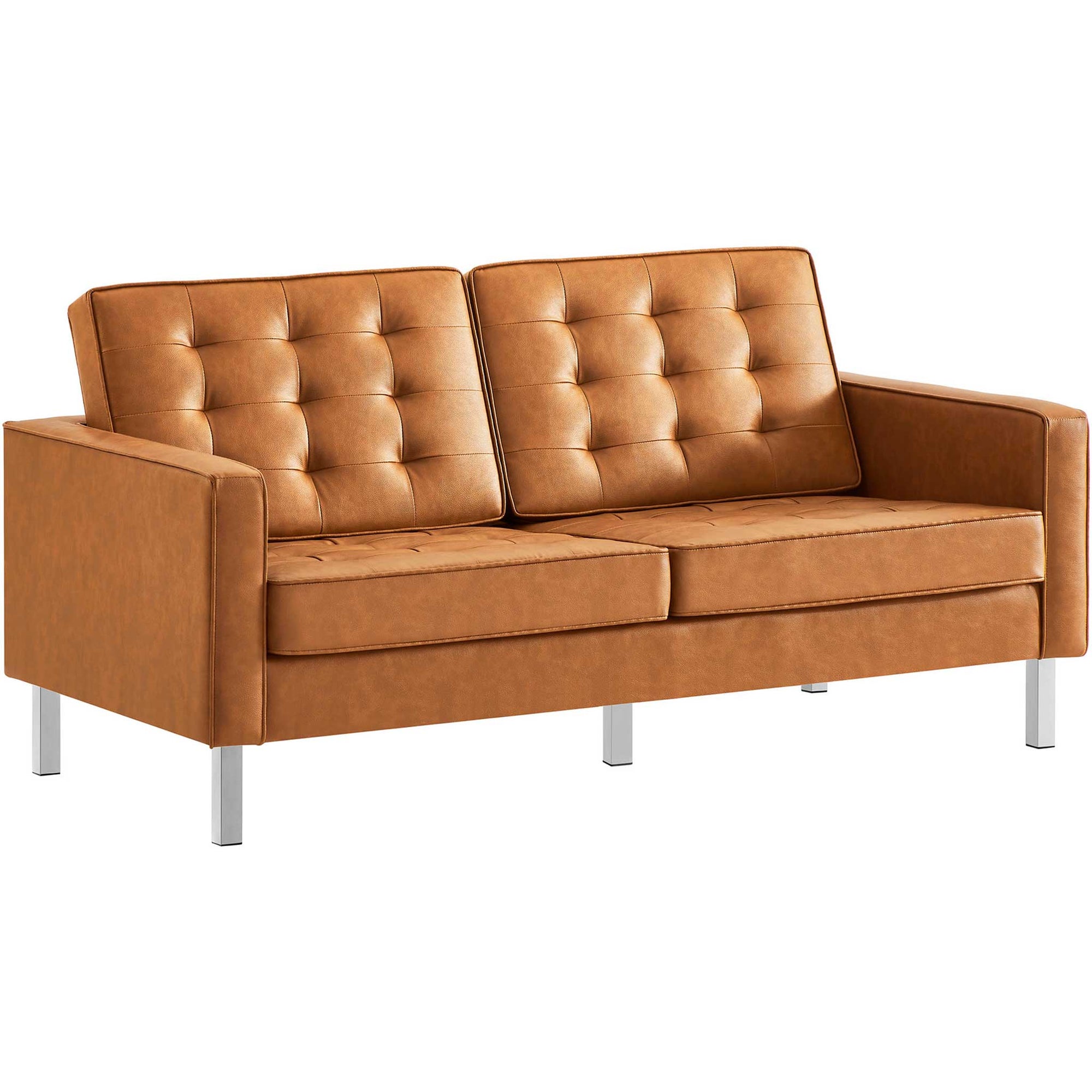 Lyte Leather Loveseat Silver/Tan