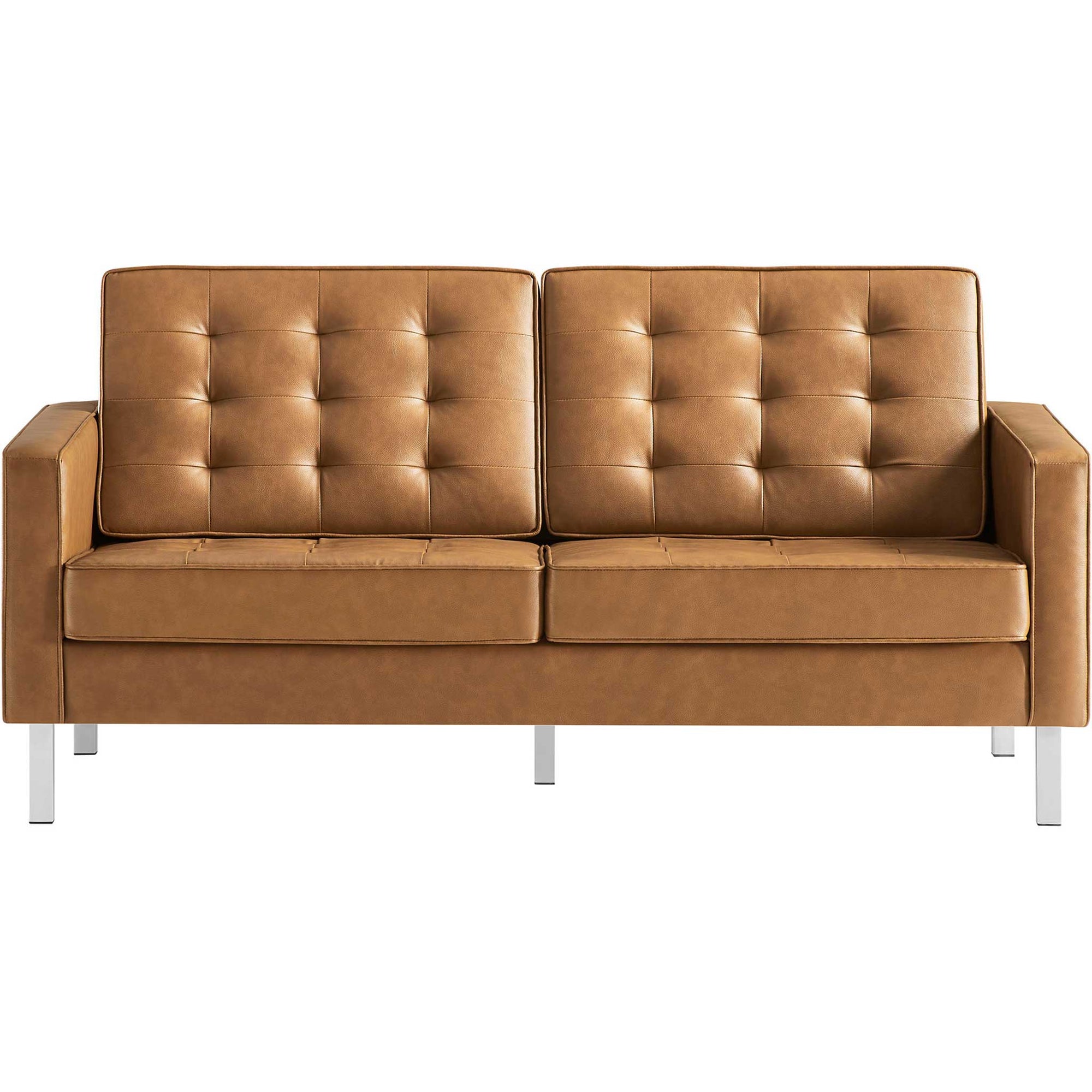 Lyte Leather Loveseat Silver/Tan