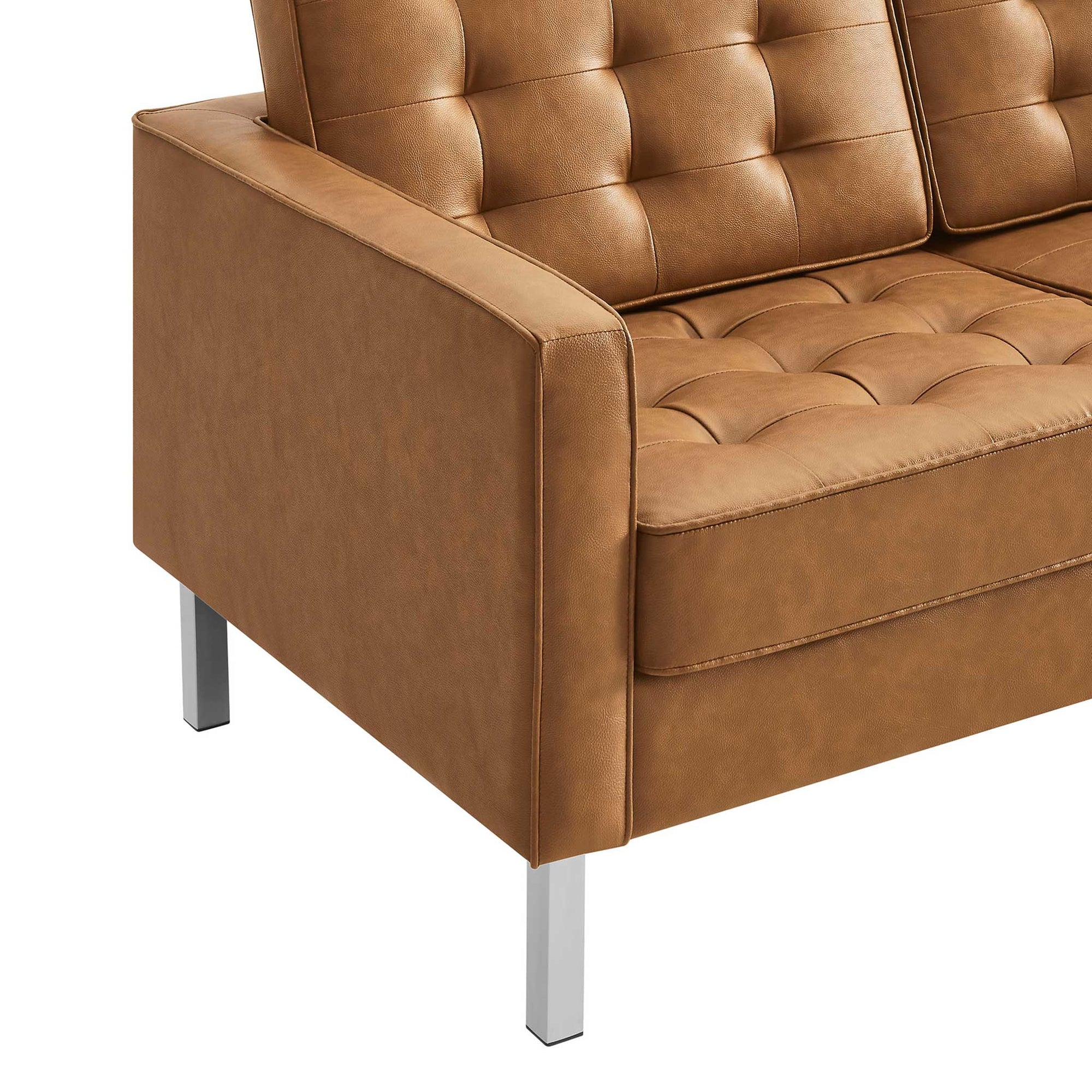 Lyte Leather Loveseat Silver/Tan