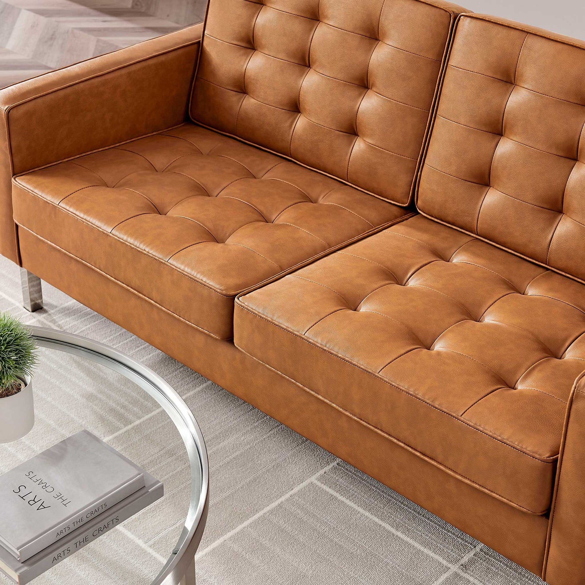 Lyte Leather Loveseat Silver/Tan