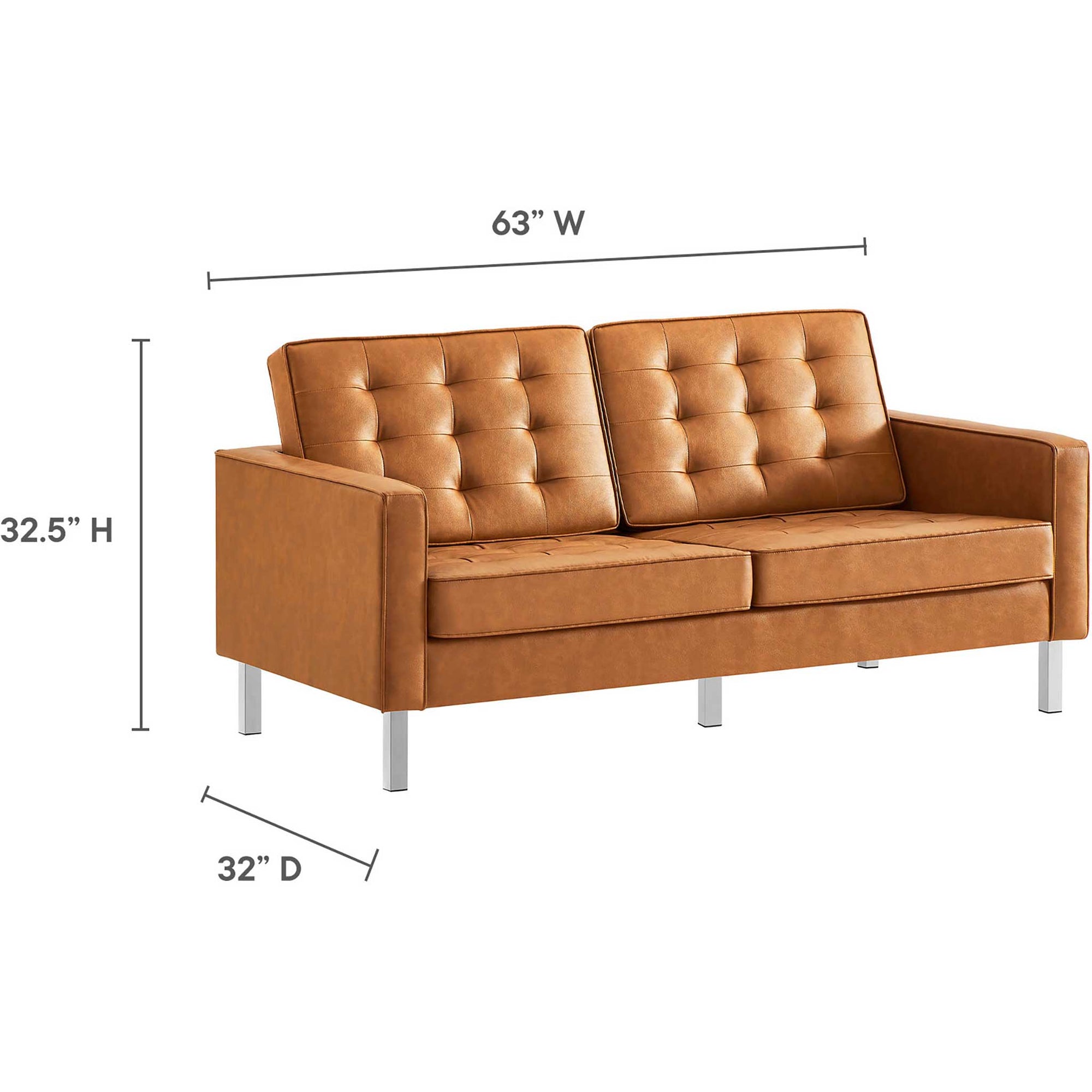 Lyte Leather Loveseat Silver/Tan