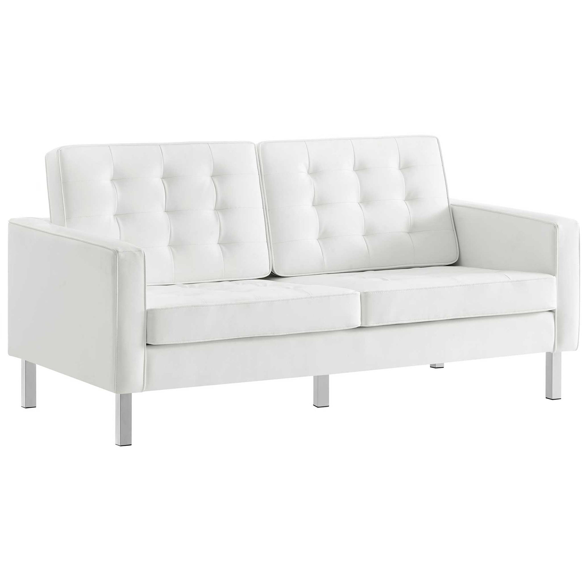 Lyte Leather Loveseat Silver/White