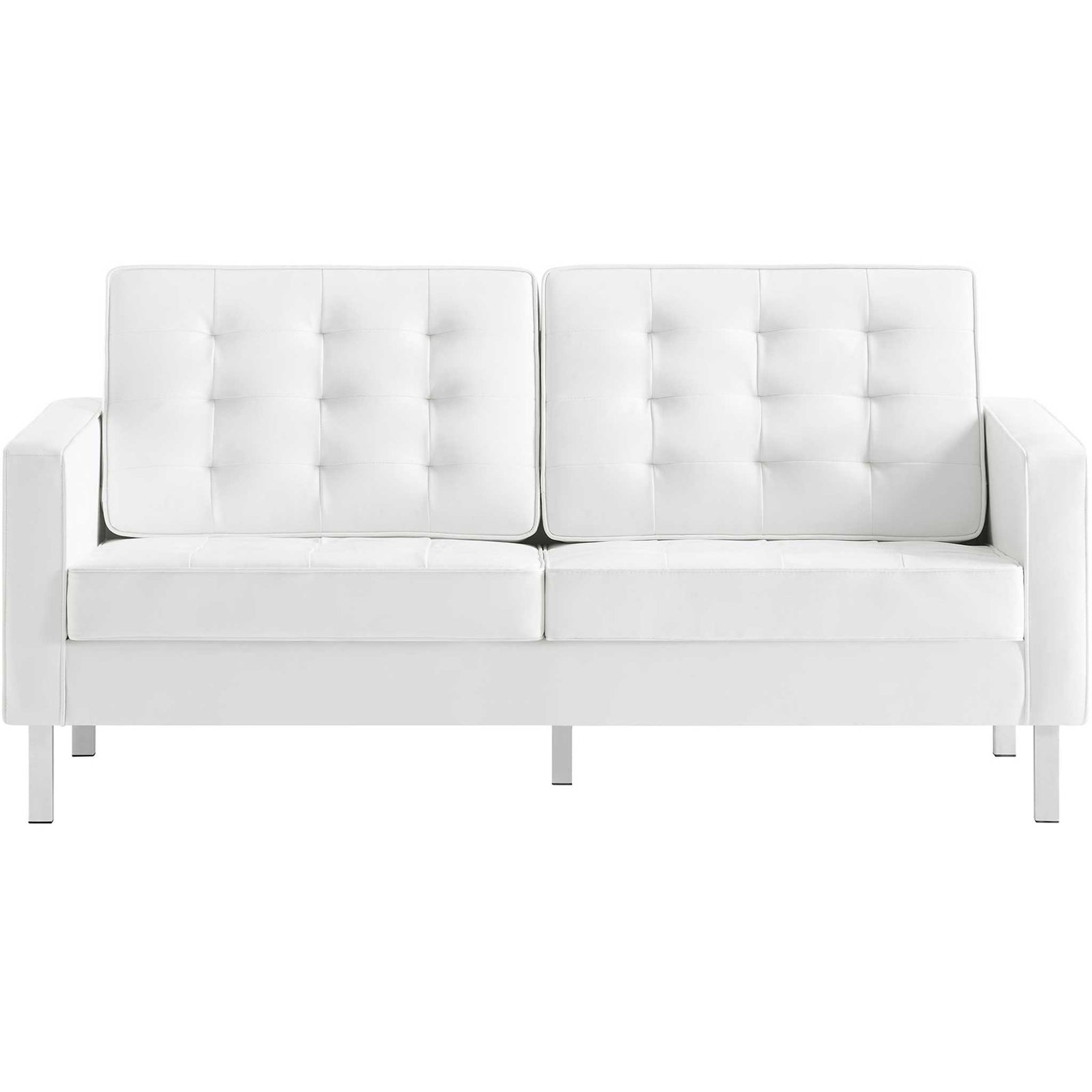 Lyte Leather Loveseat Silver/White