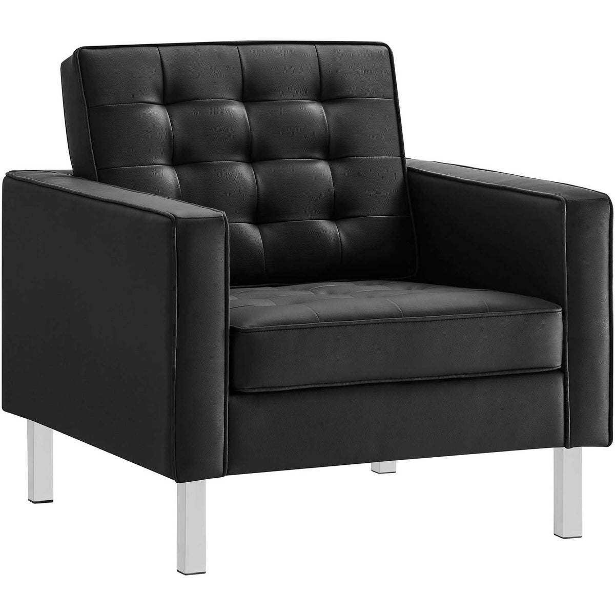 Lofton Leather Armchair Silver/Black