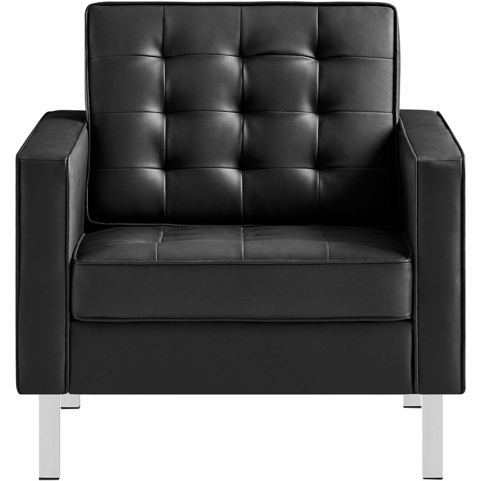 Lofton Leather Armchair Silver/Black