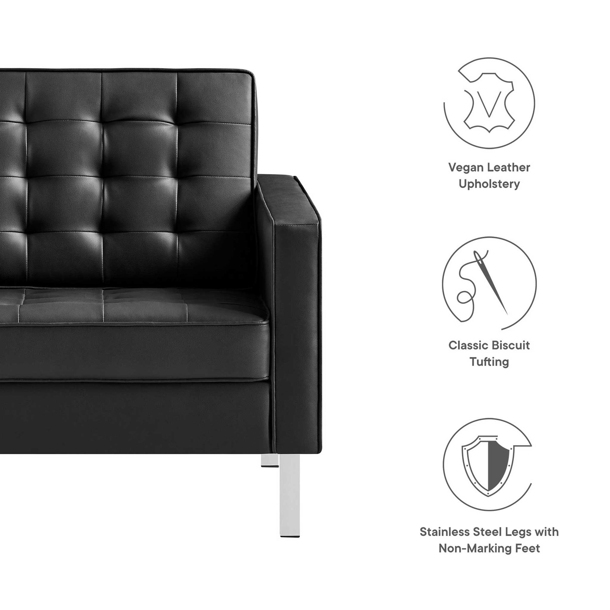 Lyte Leather Armchair Silver/Black