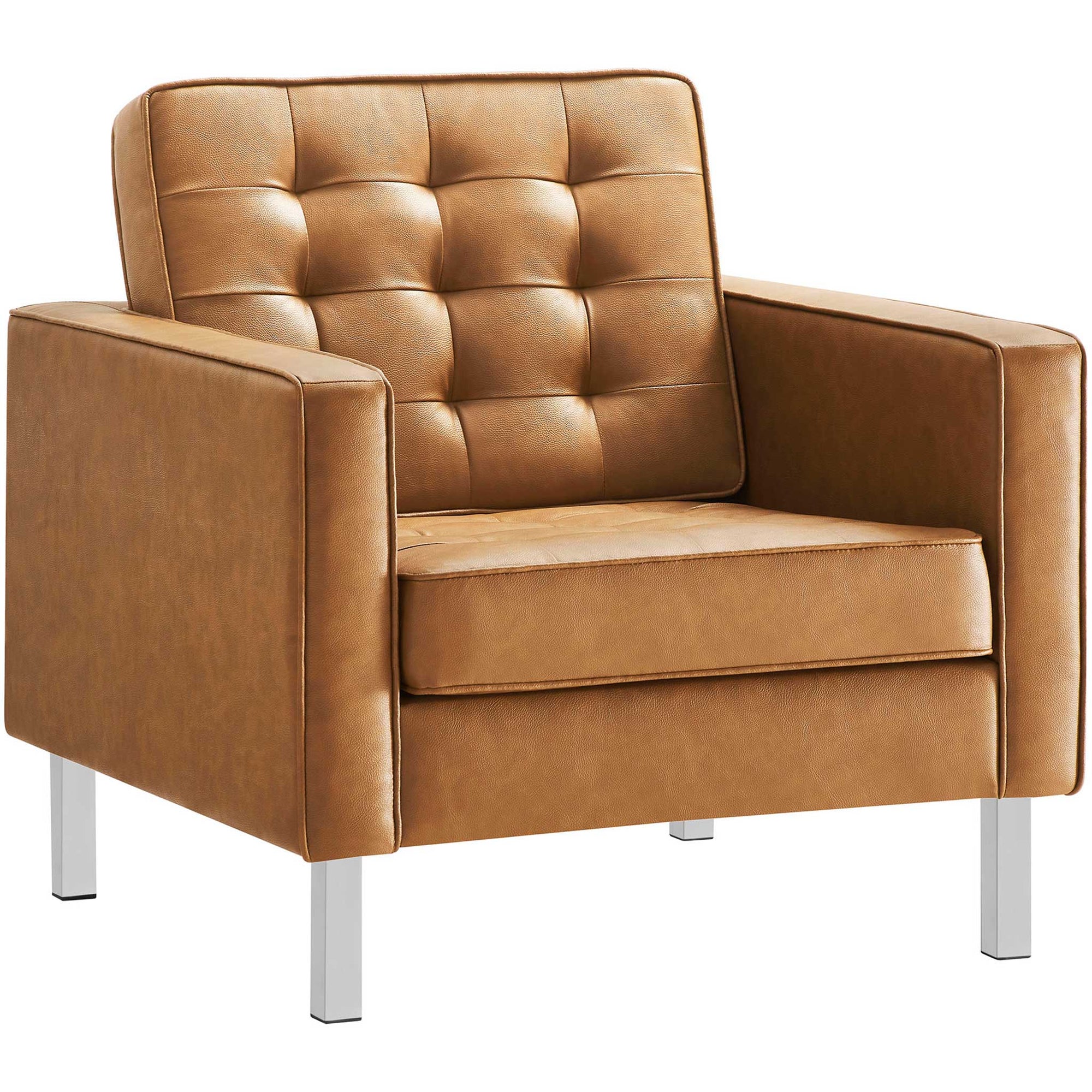 Lyte Leather Armchair Silver/Tan