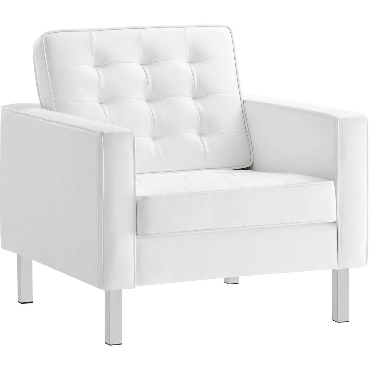 Lofton Leather Armchair Silver/White