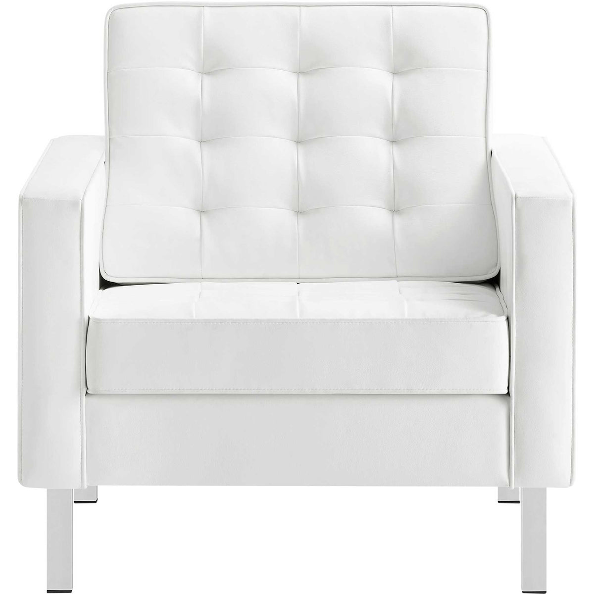Lofton Leather Armchair Silver/White