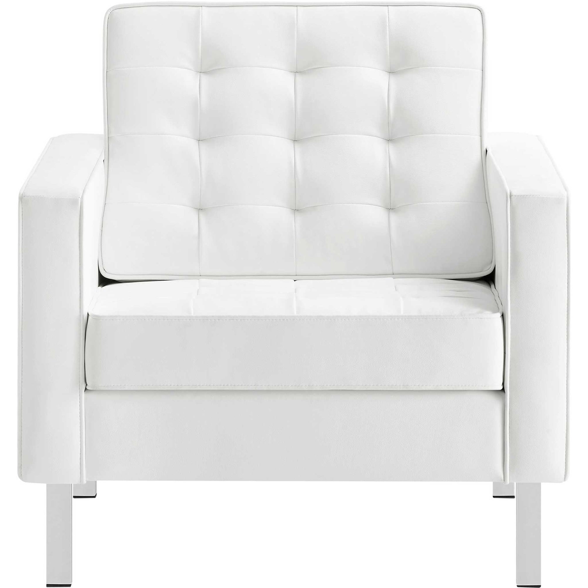 Lyte Leather Armchair Silver/White