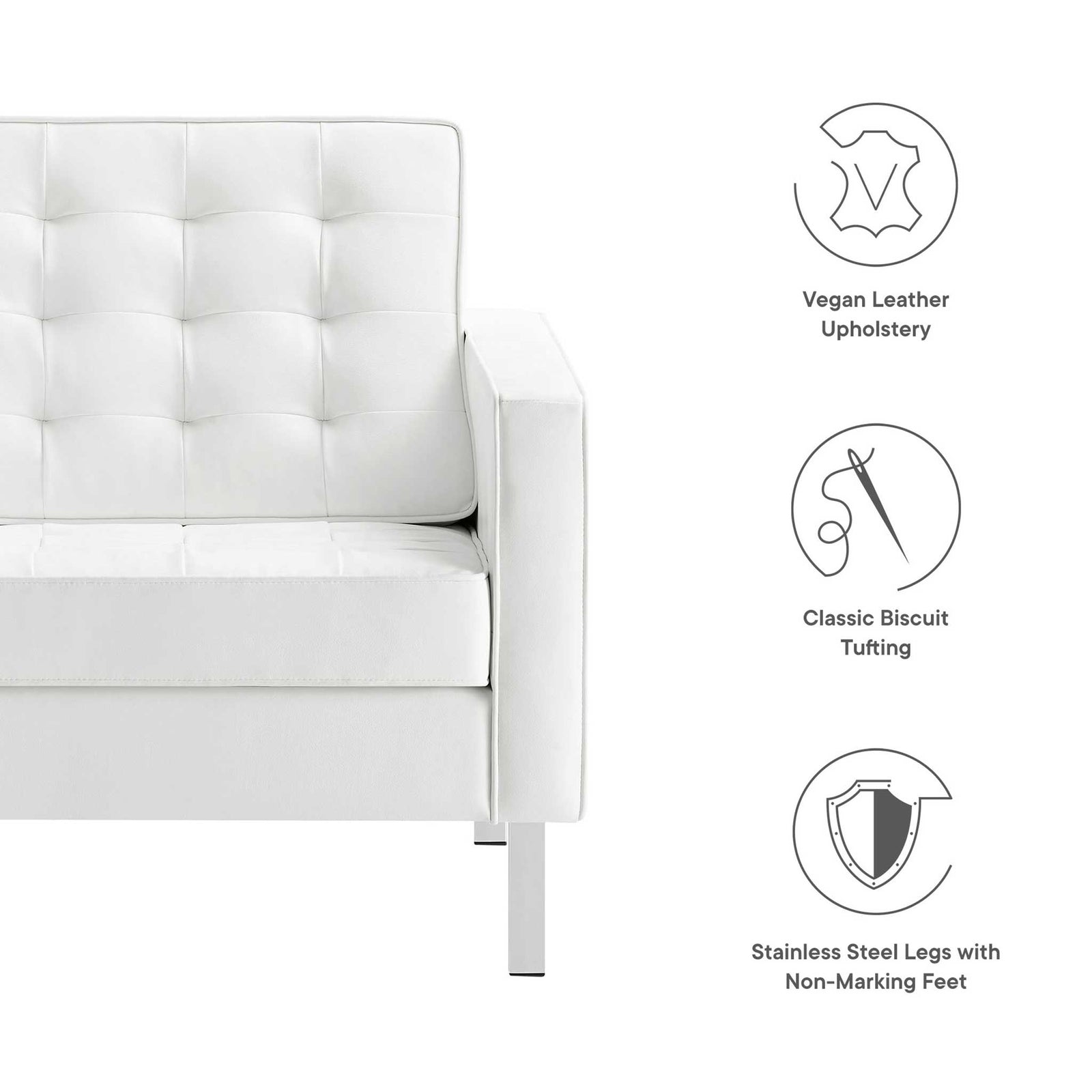 Lyte Leather Armchair Silver/White