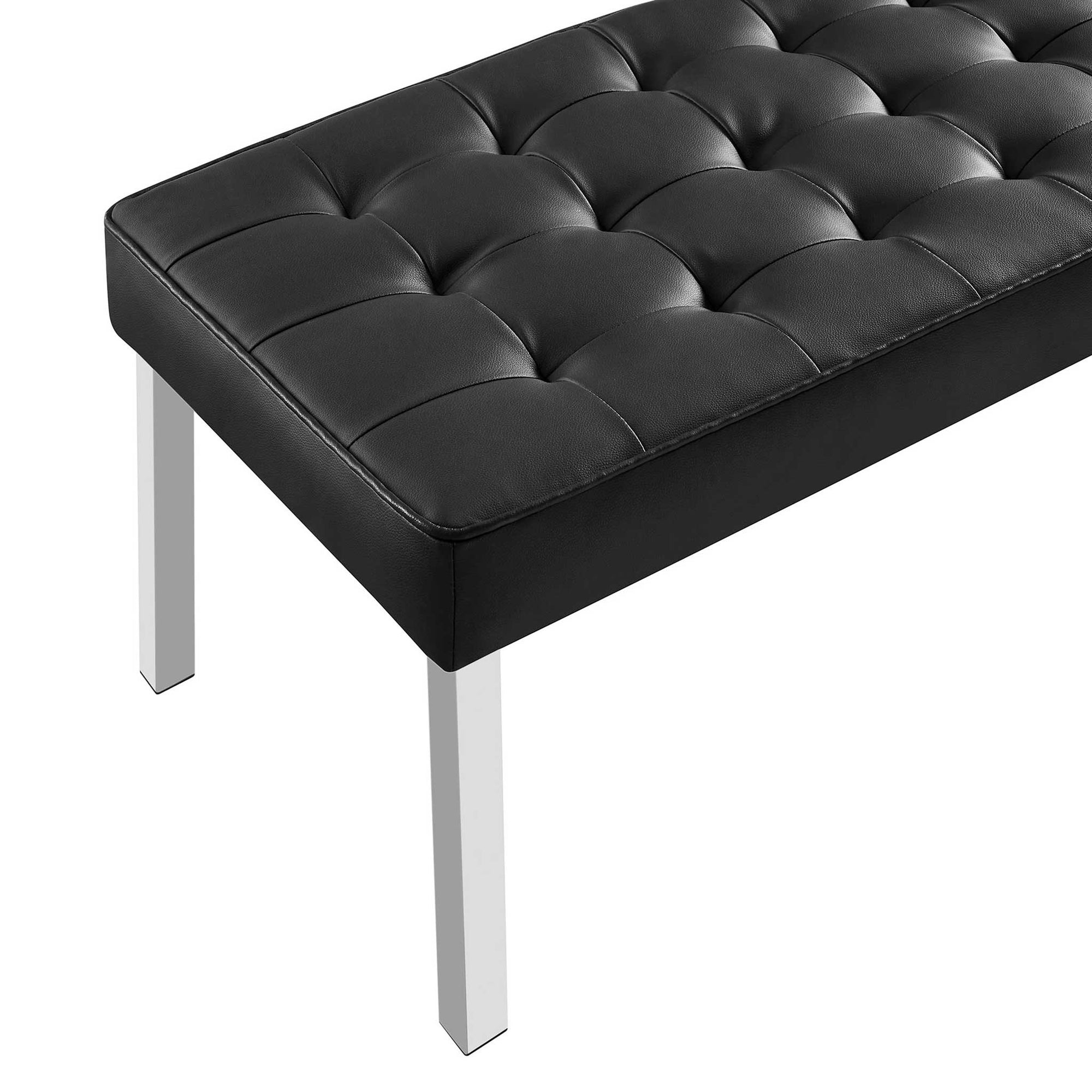 Lyte Leather Bench Silver/Black