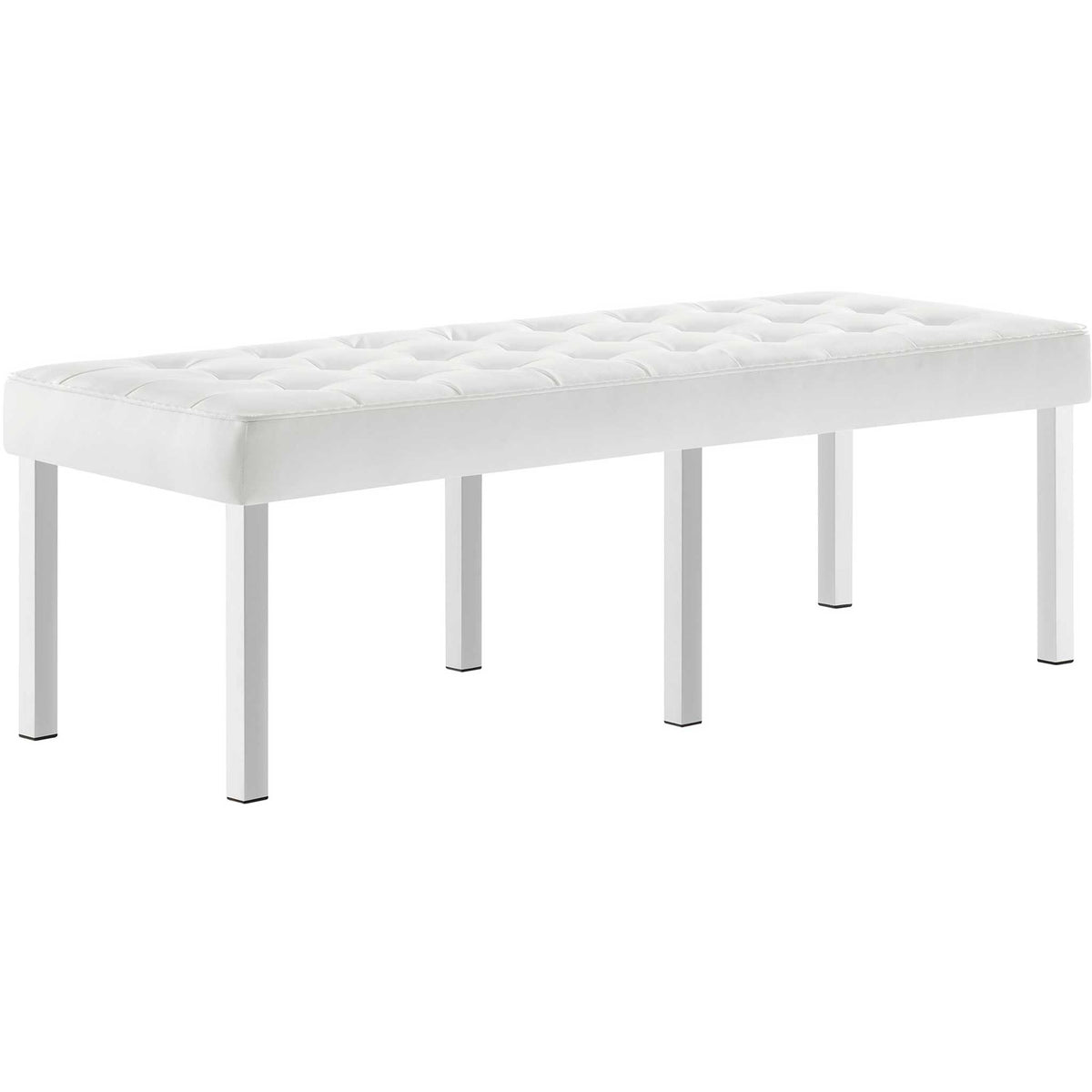 Lyte Leather Bench Silver/White