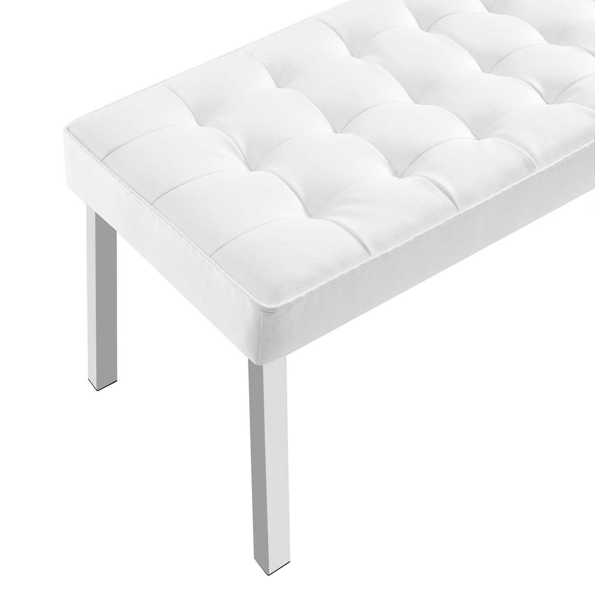 Lyte Leather Bench Silver/White