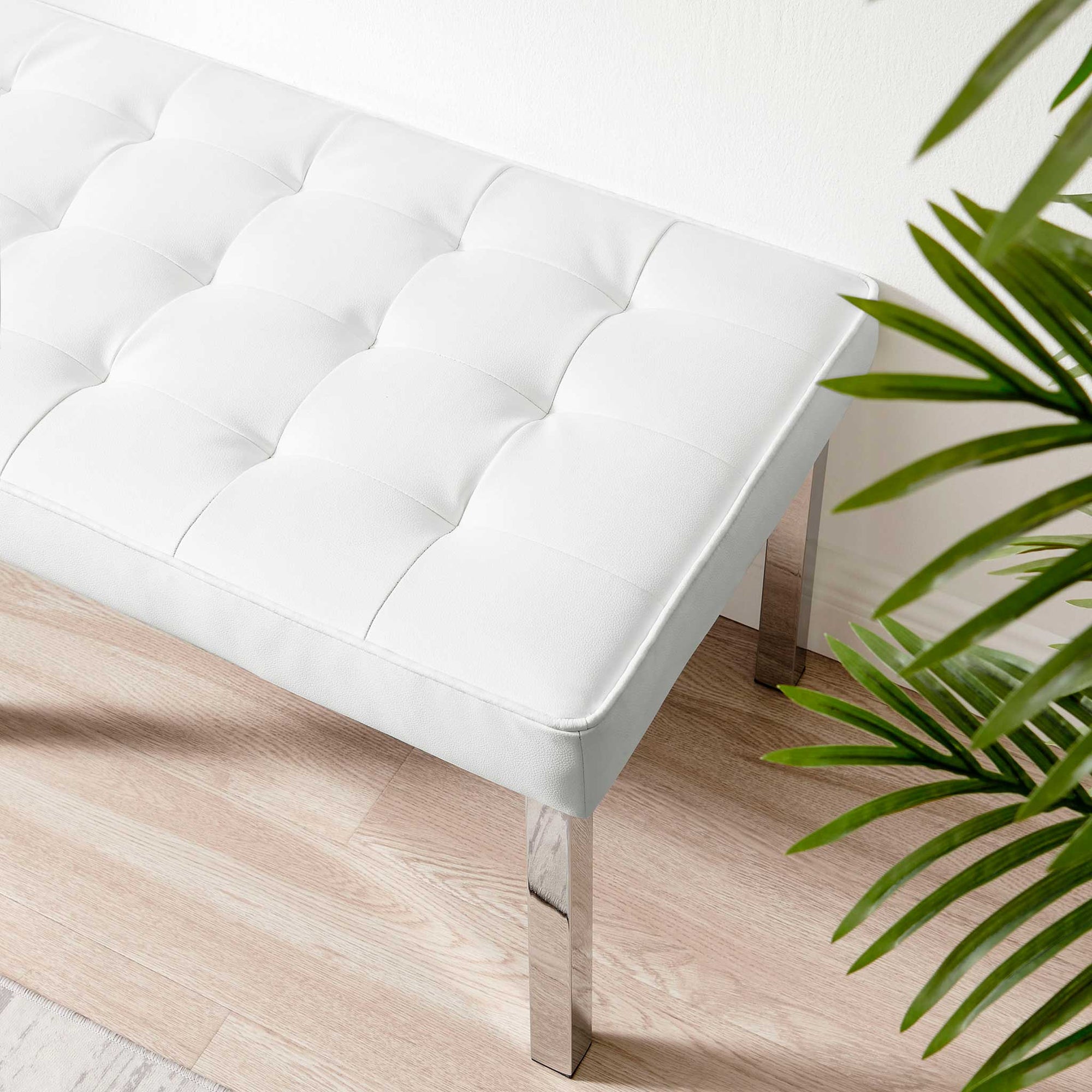 Lyte Leather Bench Silver/White