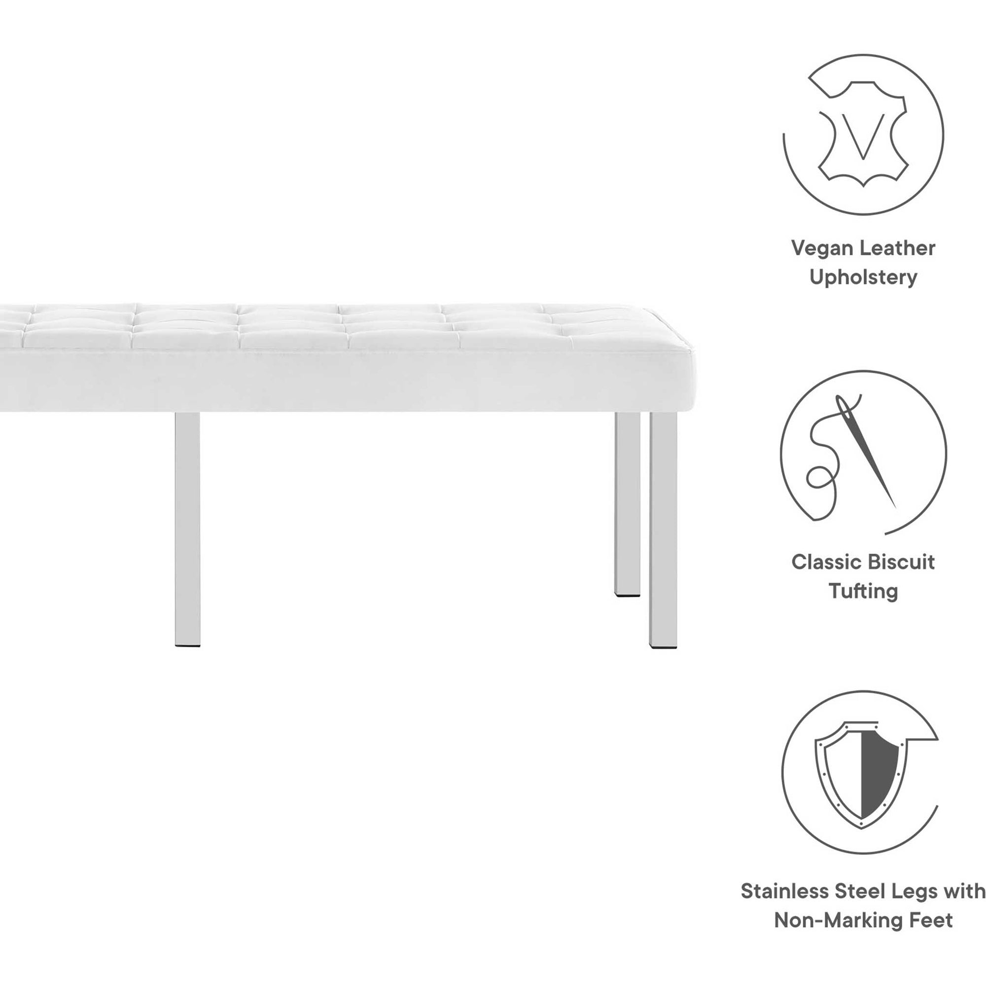 Lyte Leather Bench Silver/White