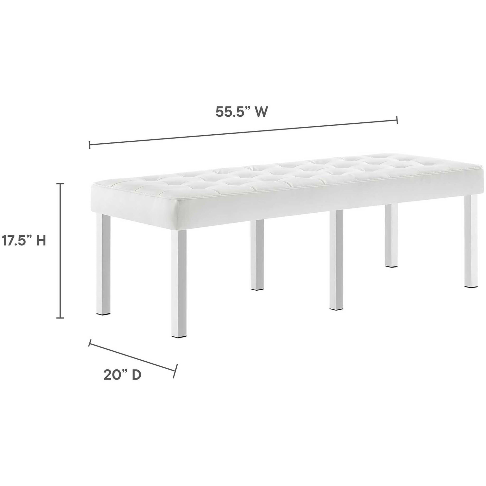 Lyte Leather Bench Silver/White