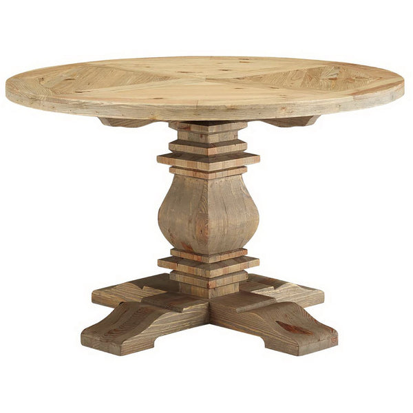 Column Pine Wood Dining Table Brown